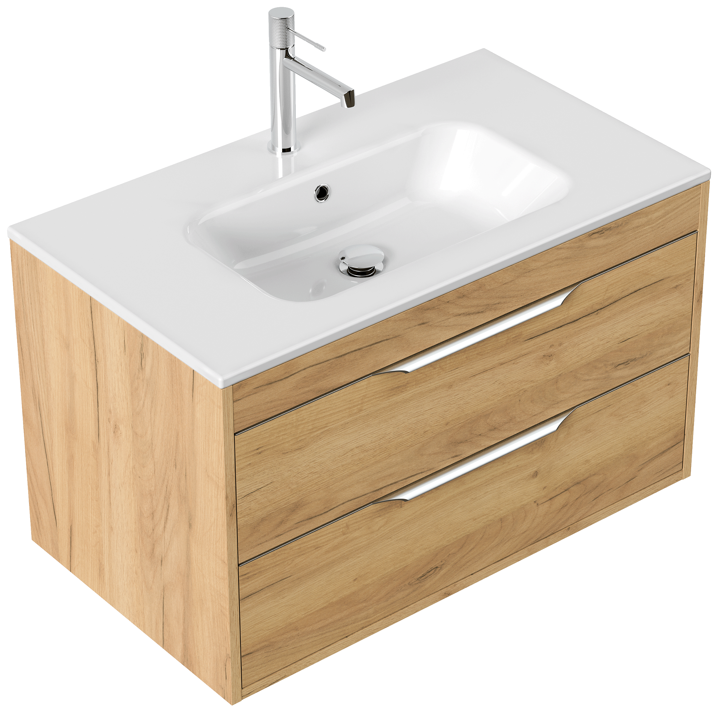 Badmöbel Elements 80 SoftClose eiche gold inkl. Kosmetikeinsatz