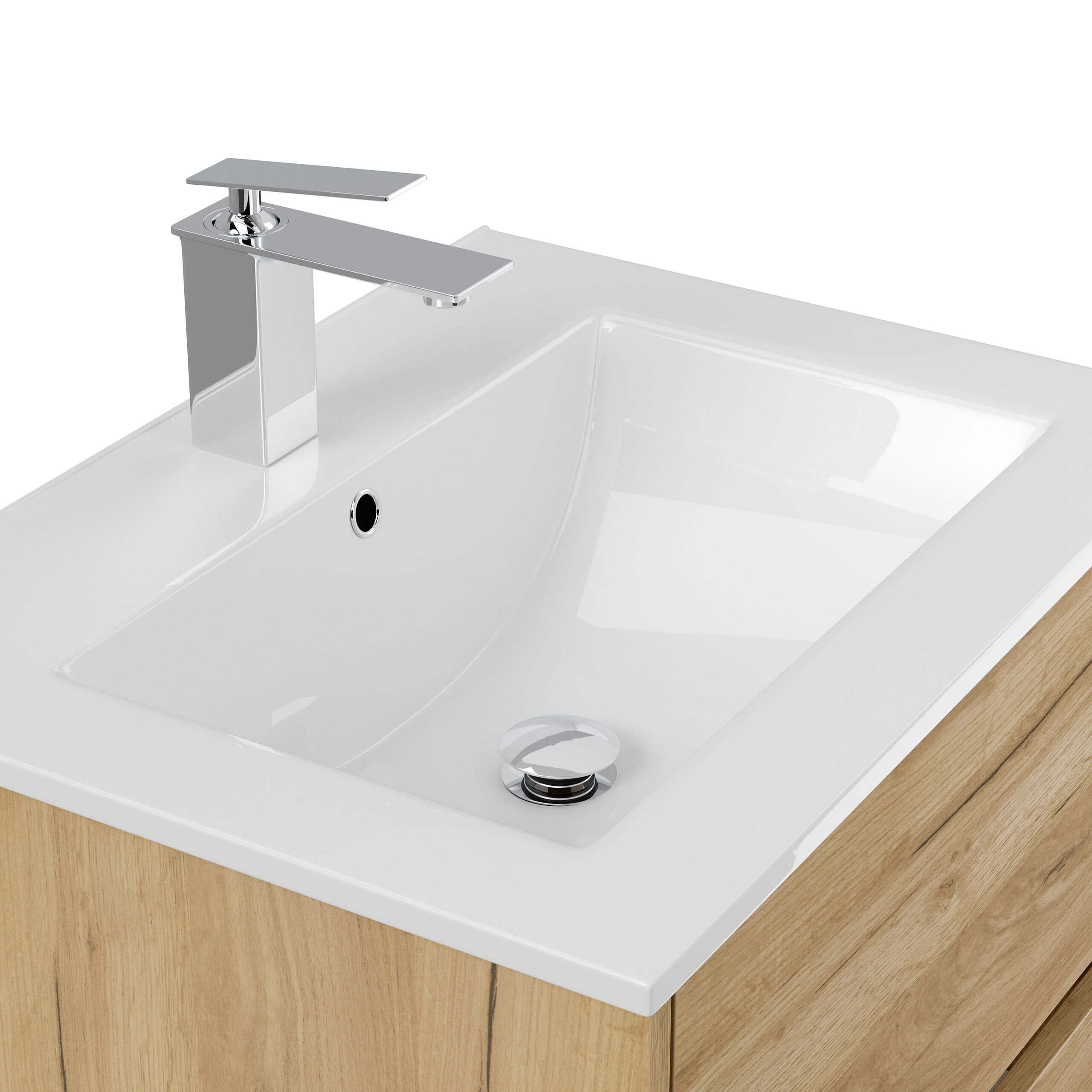Badmöbelset Taifun 60cm 4tlg mit Spiegelschrank & 2x Seitenschrank eiche gold