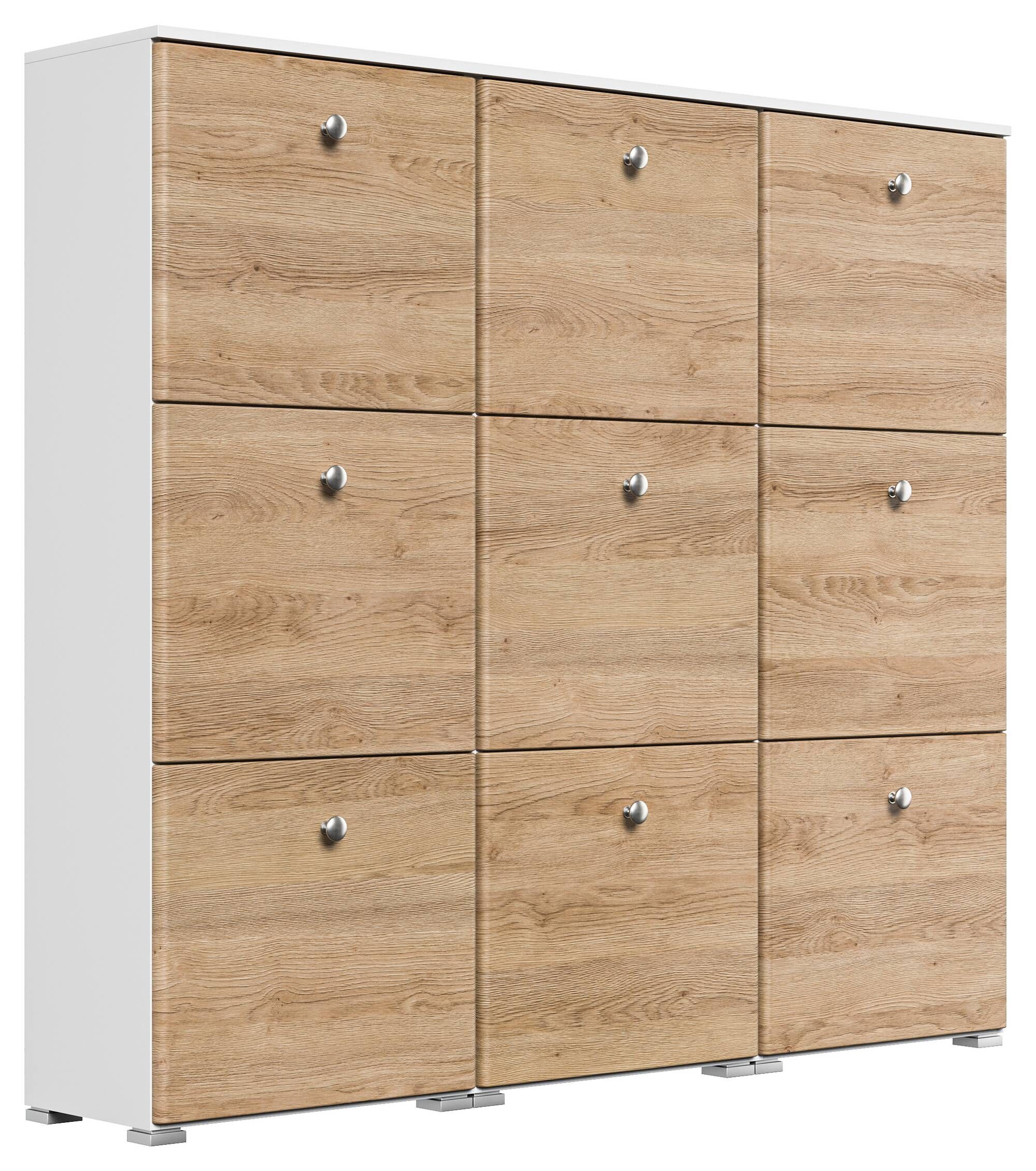 Schuhschrank XL Comfort 9 Klappen 36 Paar 157x141 cm Weiss-Weiss Hgl