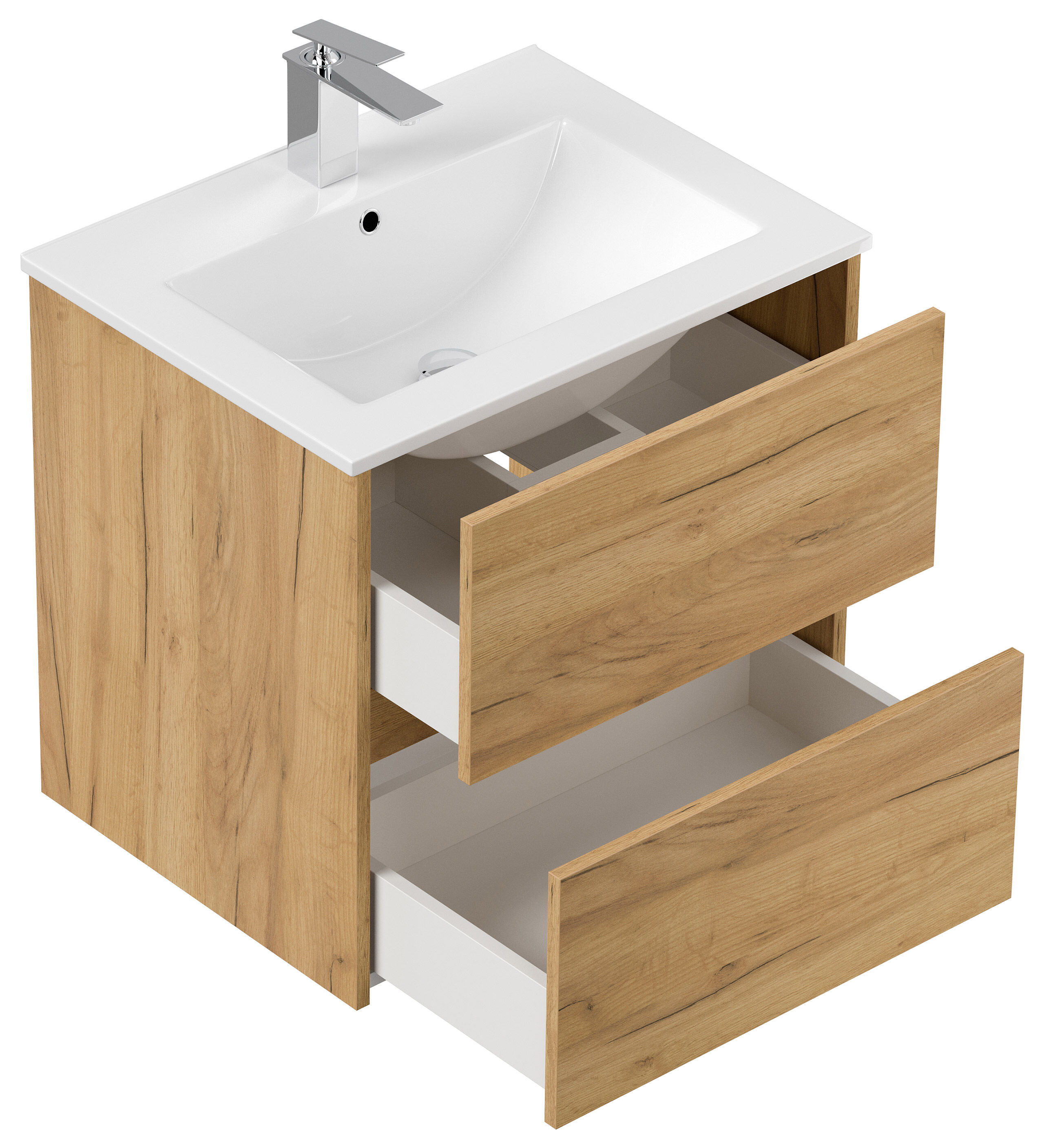 Badmöbelset Taifun 60cm 4tlg mit Spiegelschrank & 2x Seitenschrank grafit