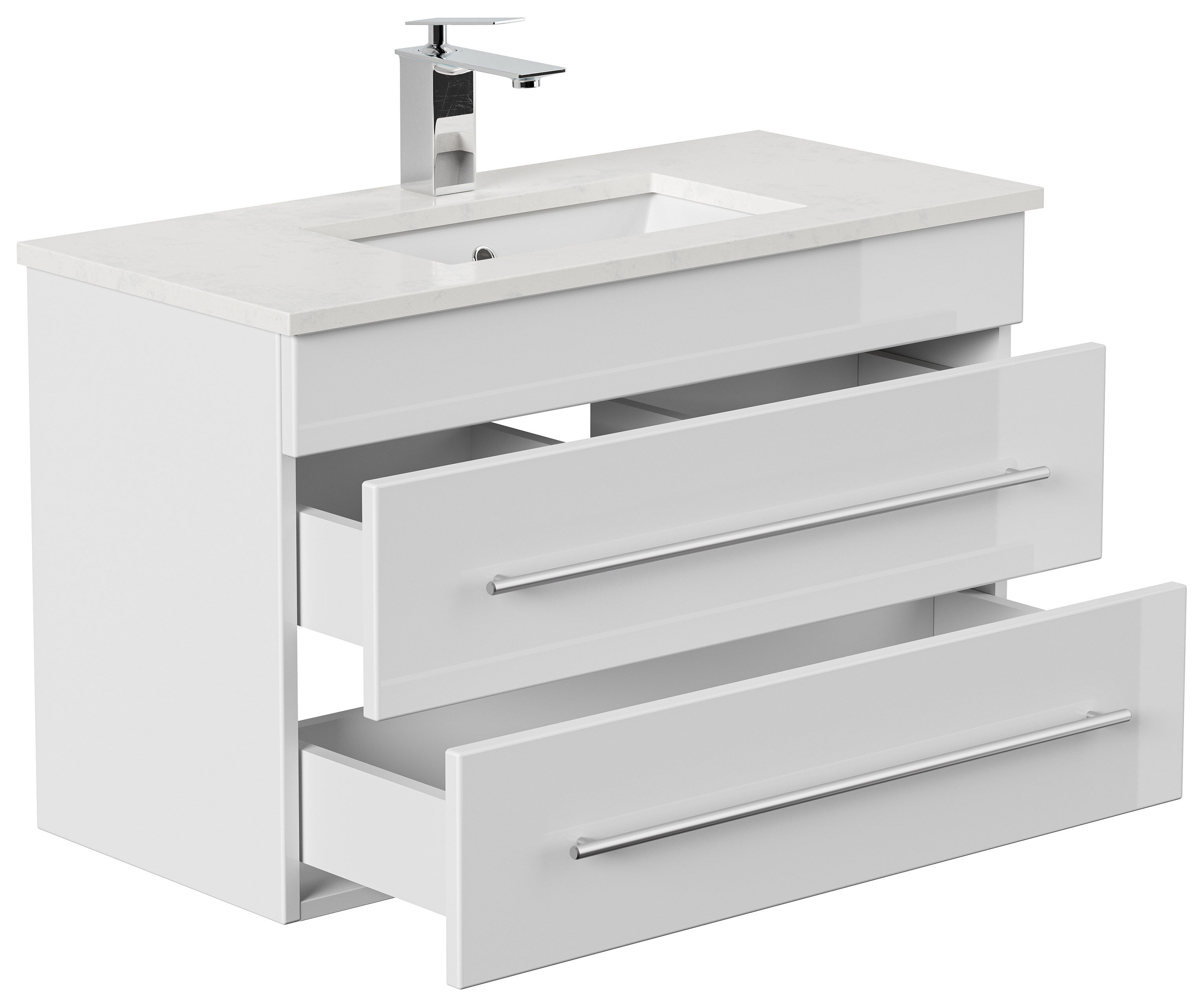 Badmöbel Eton 800 Quarz Carrara SoftClose weiss hochglanz
