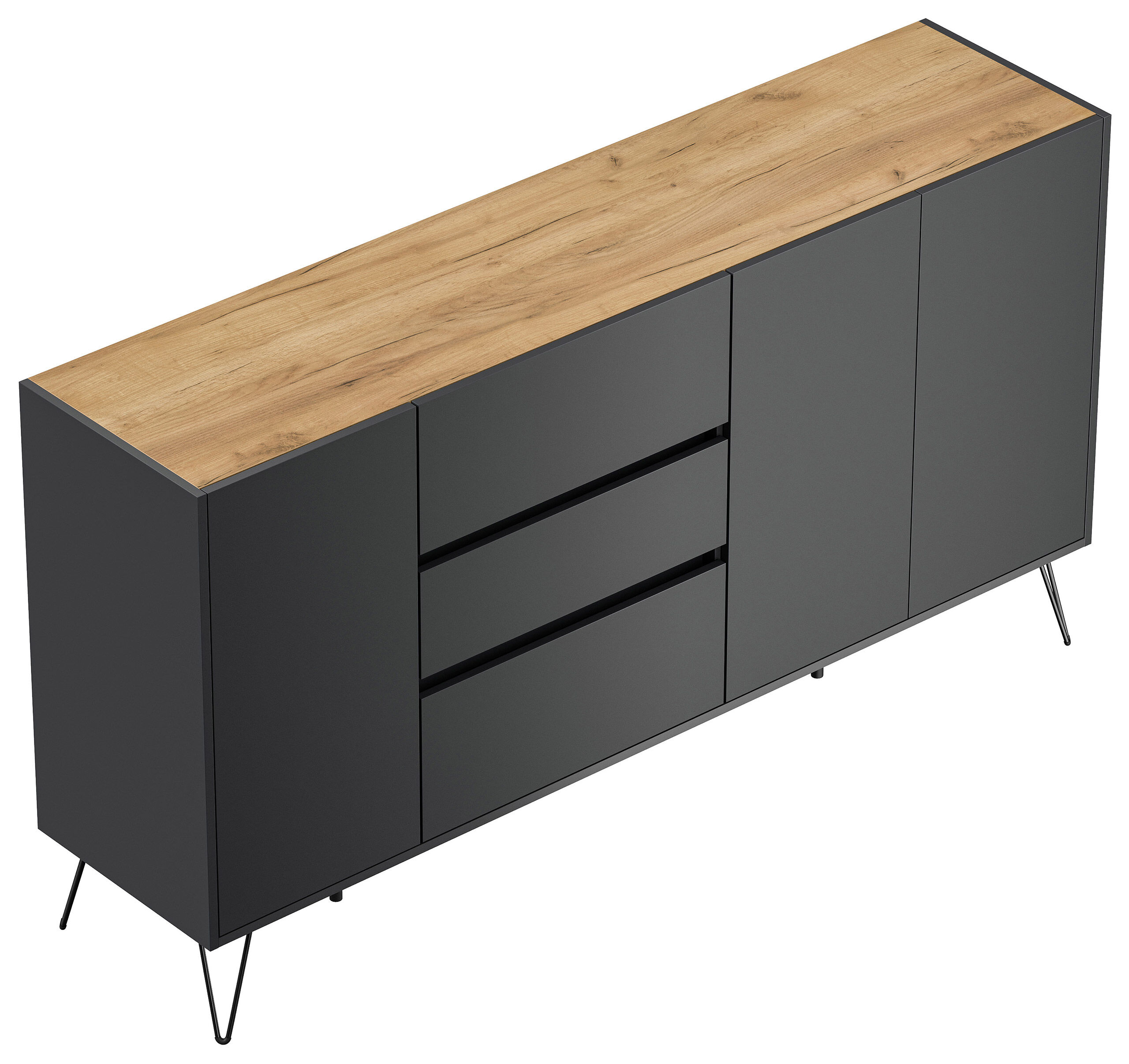 Design Sideboard Kommode Zuma 180cm Greifraum 3 SoftClose 3 Türen Weiß hochglanz