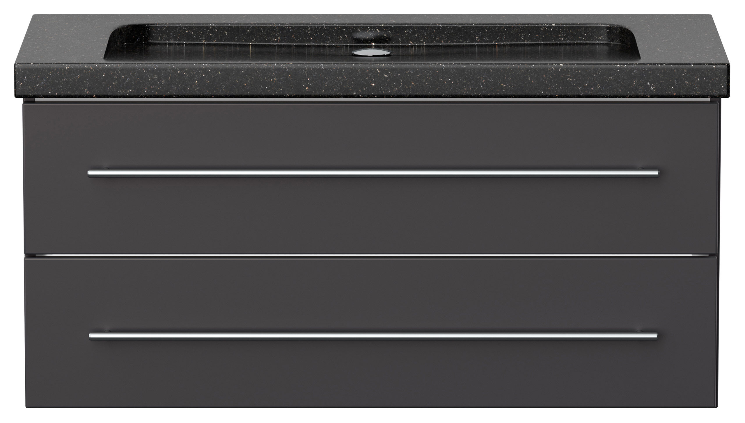 Badmöbel Granit Galaxy Black Damo 100 cm ohne Hahnloch SoftClose anthrazit