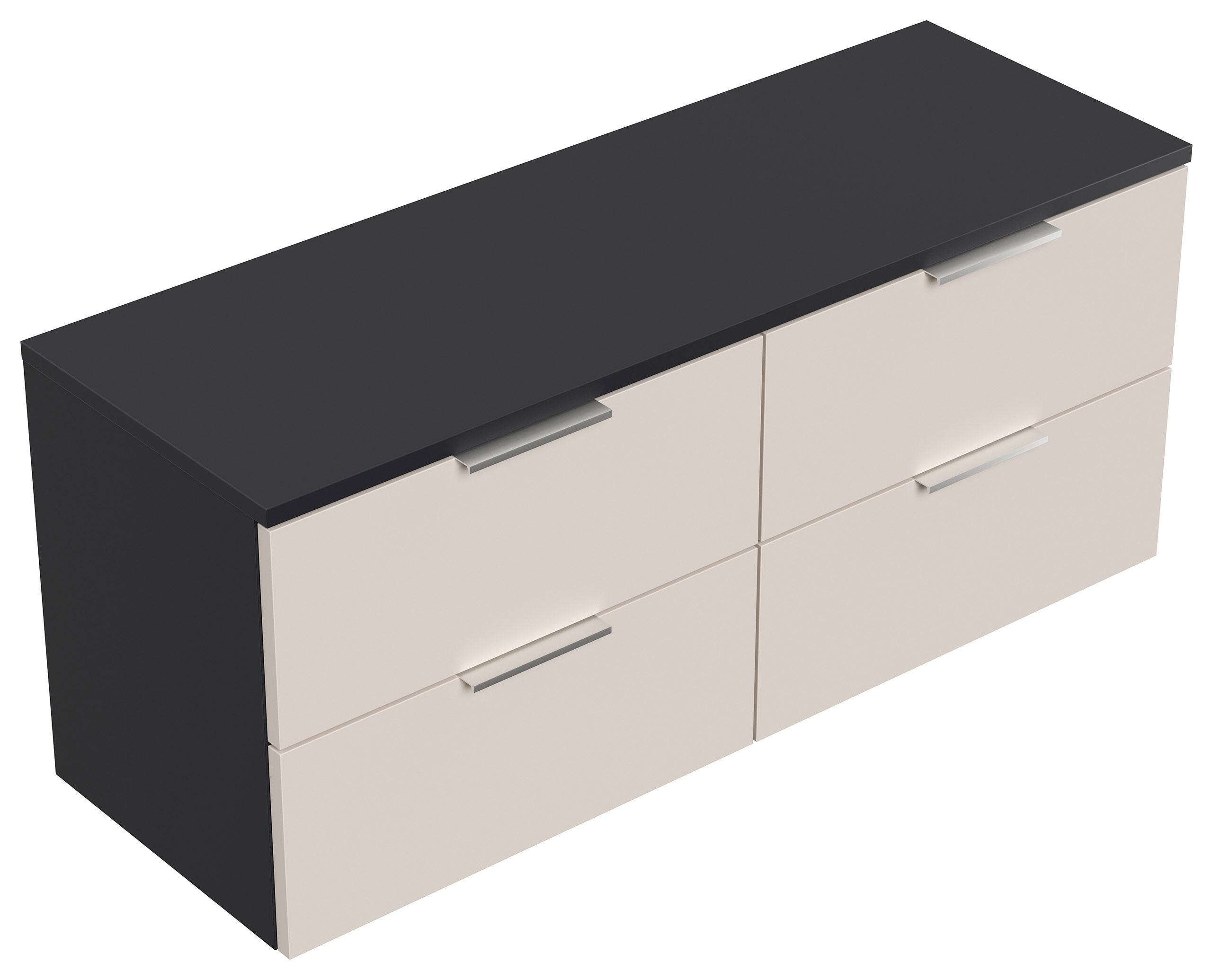 Design Hängekonsole Sideboard Urban Slimline 4 Softeinzüge lackiert Creme-Grafit