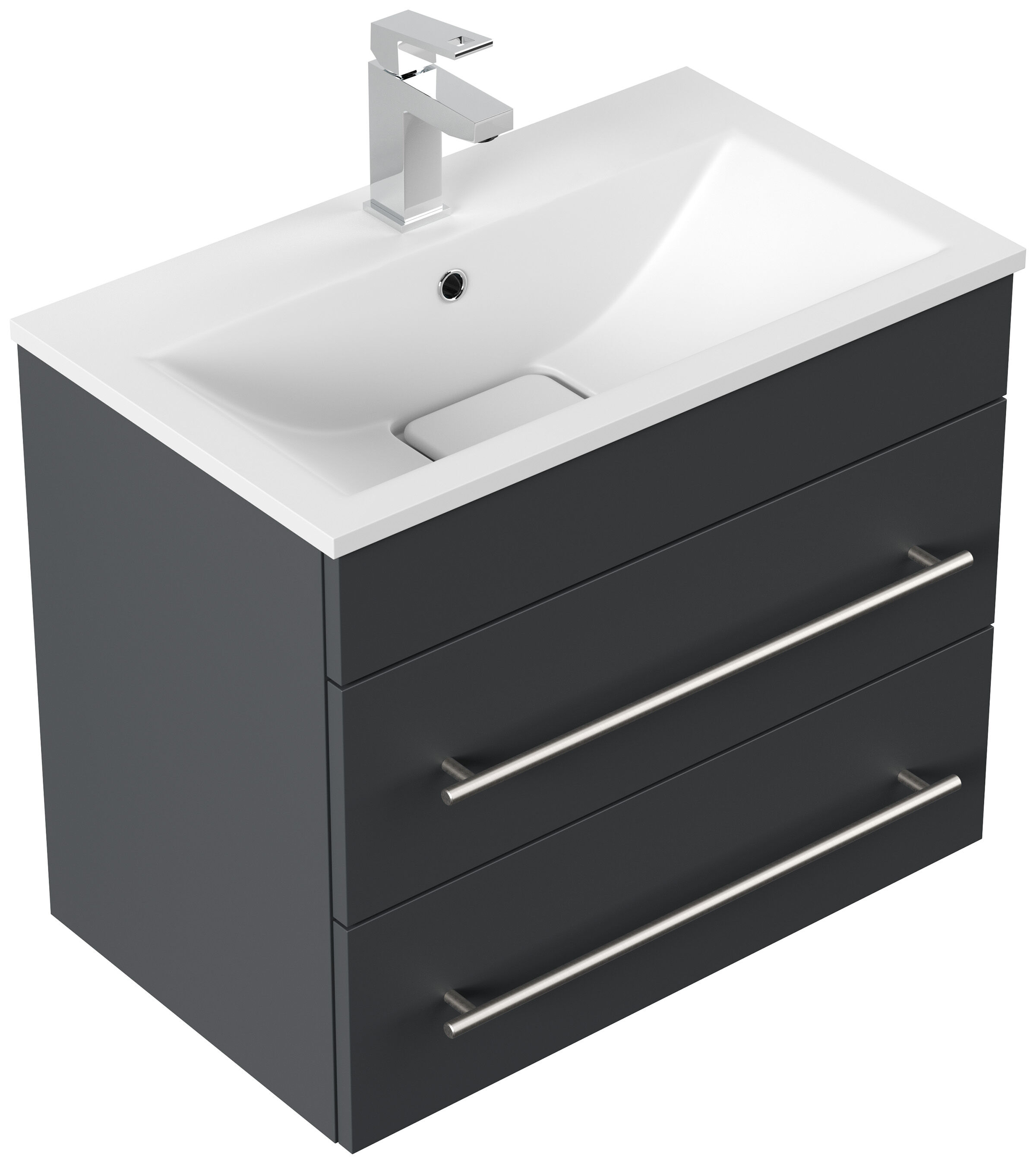 Badmöbel Mona 60x36cm mit 2 SoftClose Schubladen weiss hochglanz