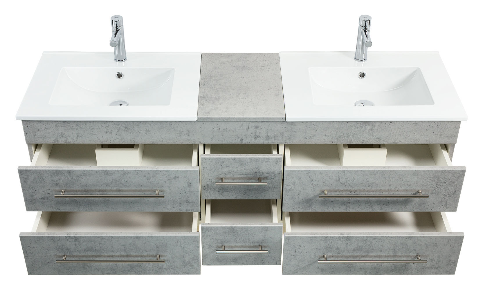 Badmöbel Milano XL 172cm Doppel- Waschtisch SoftClose weiss hochglanz
