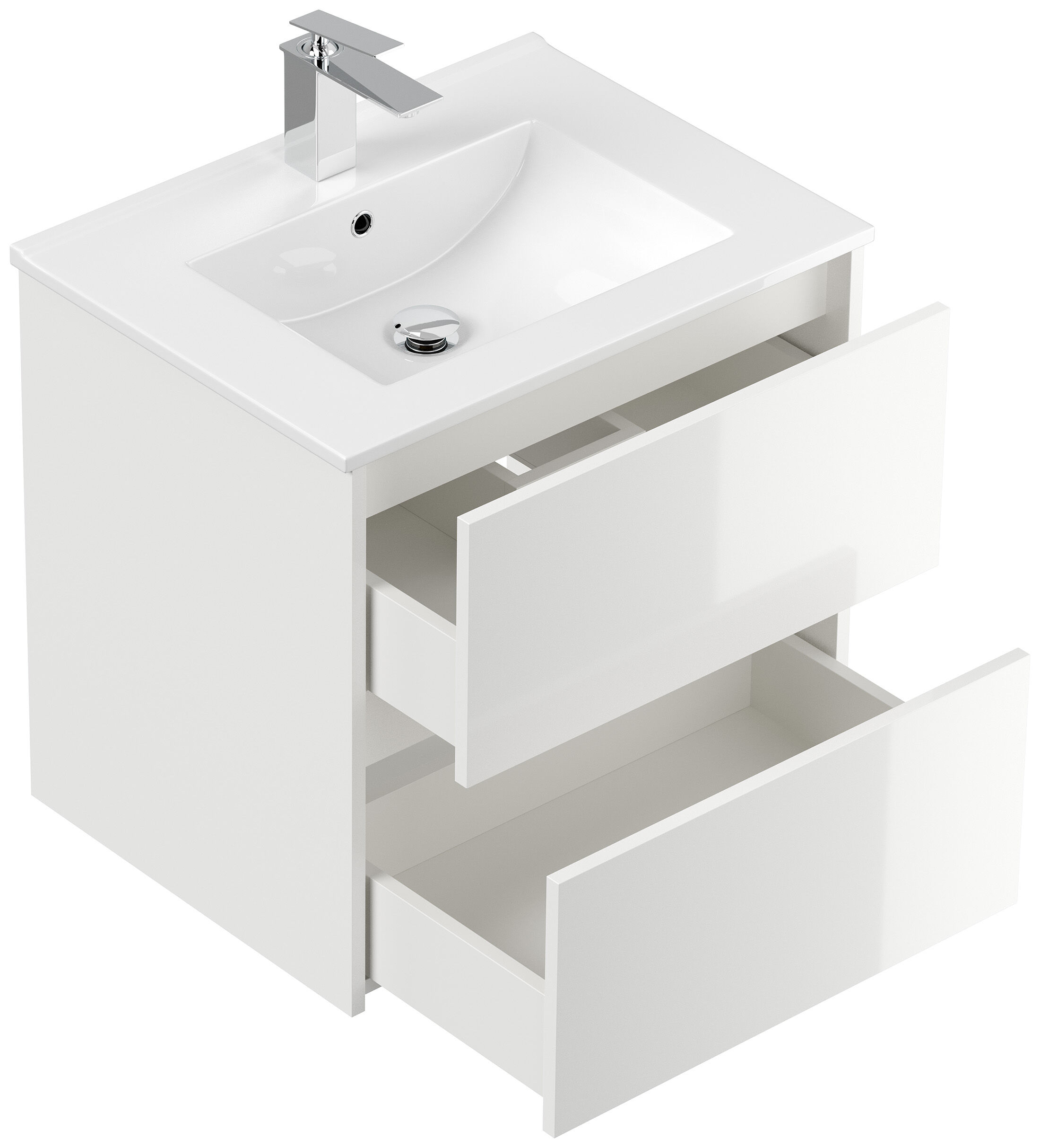 Badmöbelset Taifun 60cm 4tlg mit Spiegelschrank & 2x Badschrank weiß Hgl