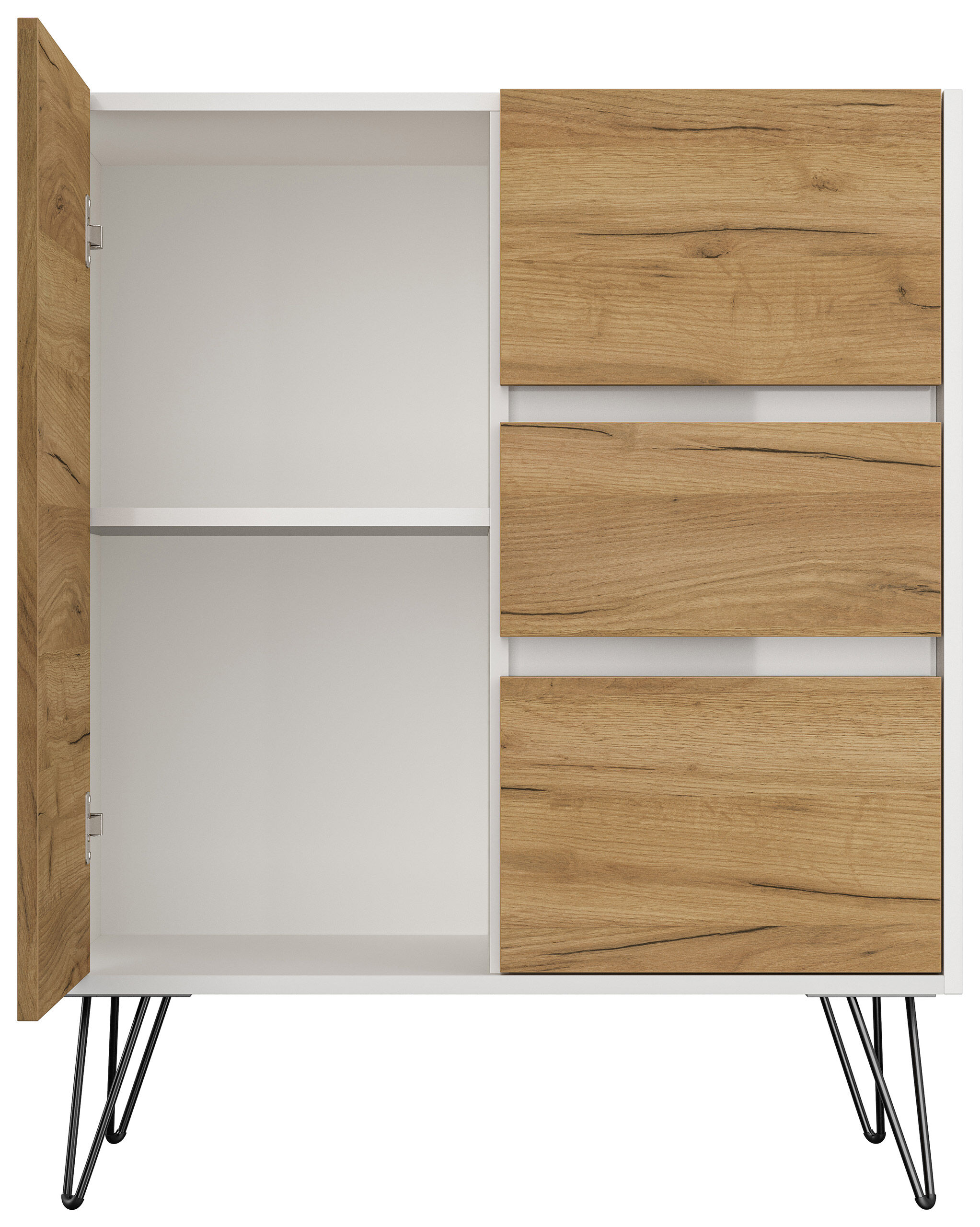 Design Sideboard Kommode Rauk 80cm 3 Greifraum SoftClose 1 Tür Grafit