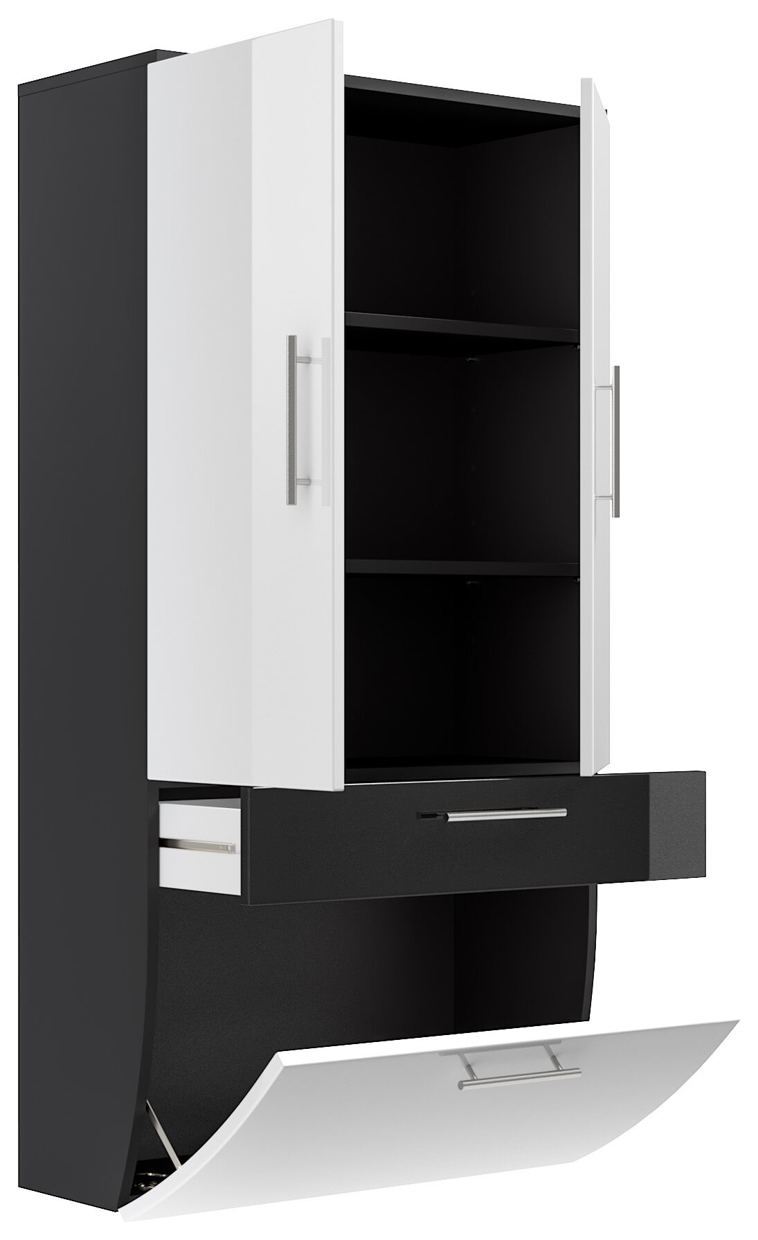 Hochschrank 135x70cm Salona L Weiss / Grafit