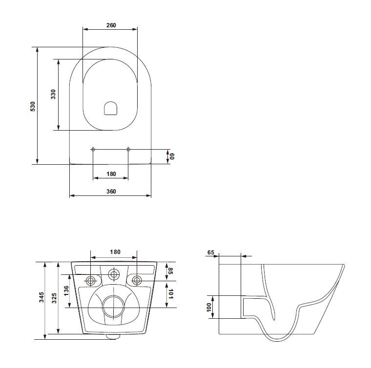 Wand-WC Komplettset KORAL mit WC-Sitz-Absenkenautomatik und Tornado-Spülung