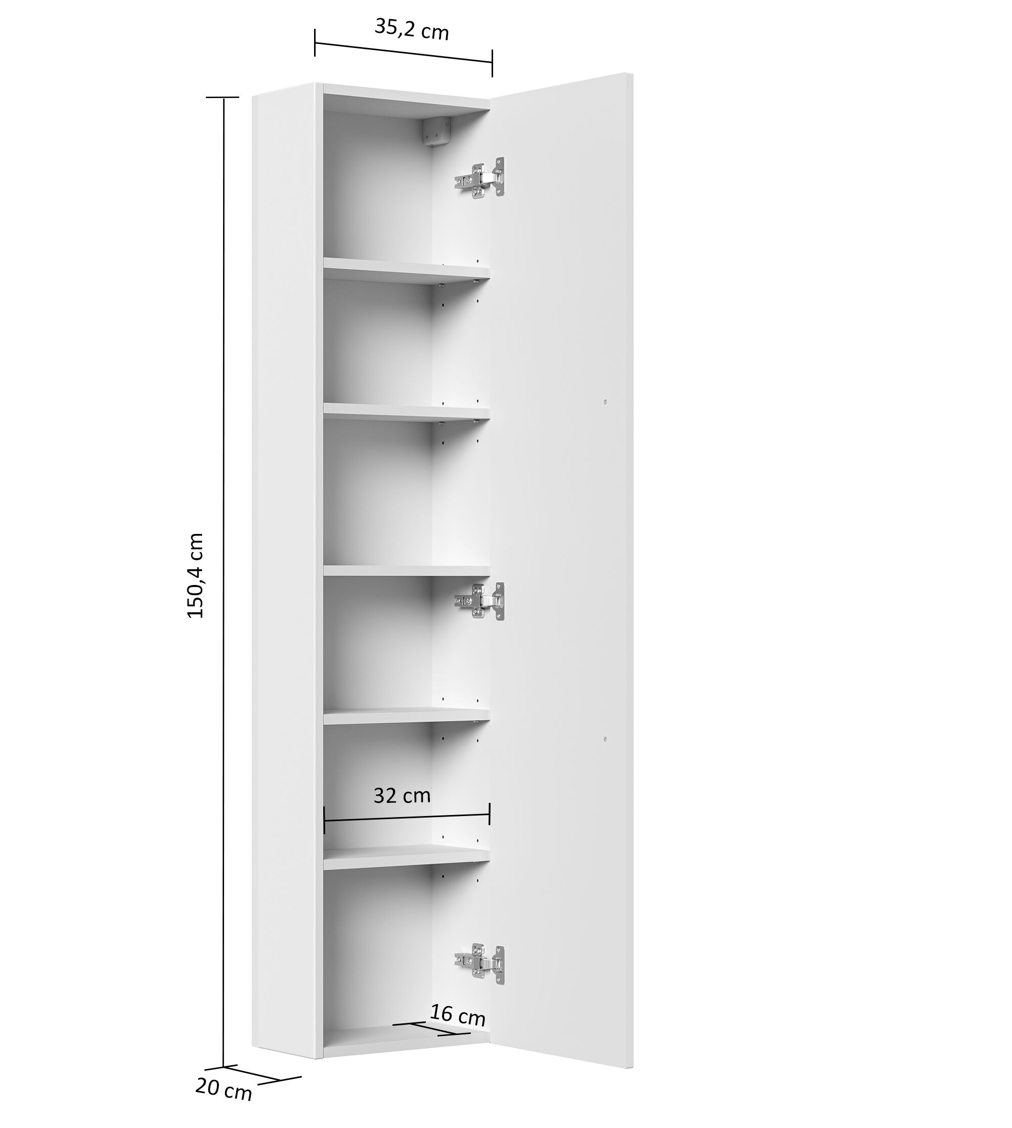 Hochschrank Slimline nur 20cm Tief (BxH) 35x150 cm anthrazit