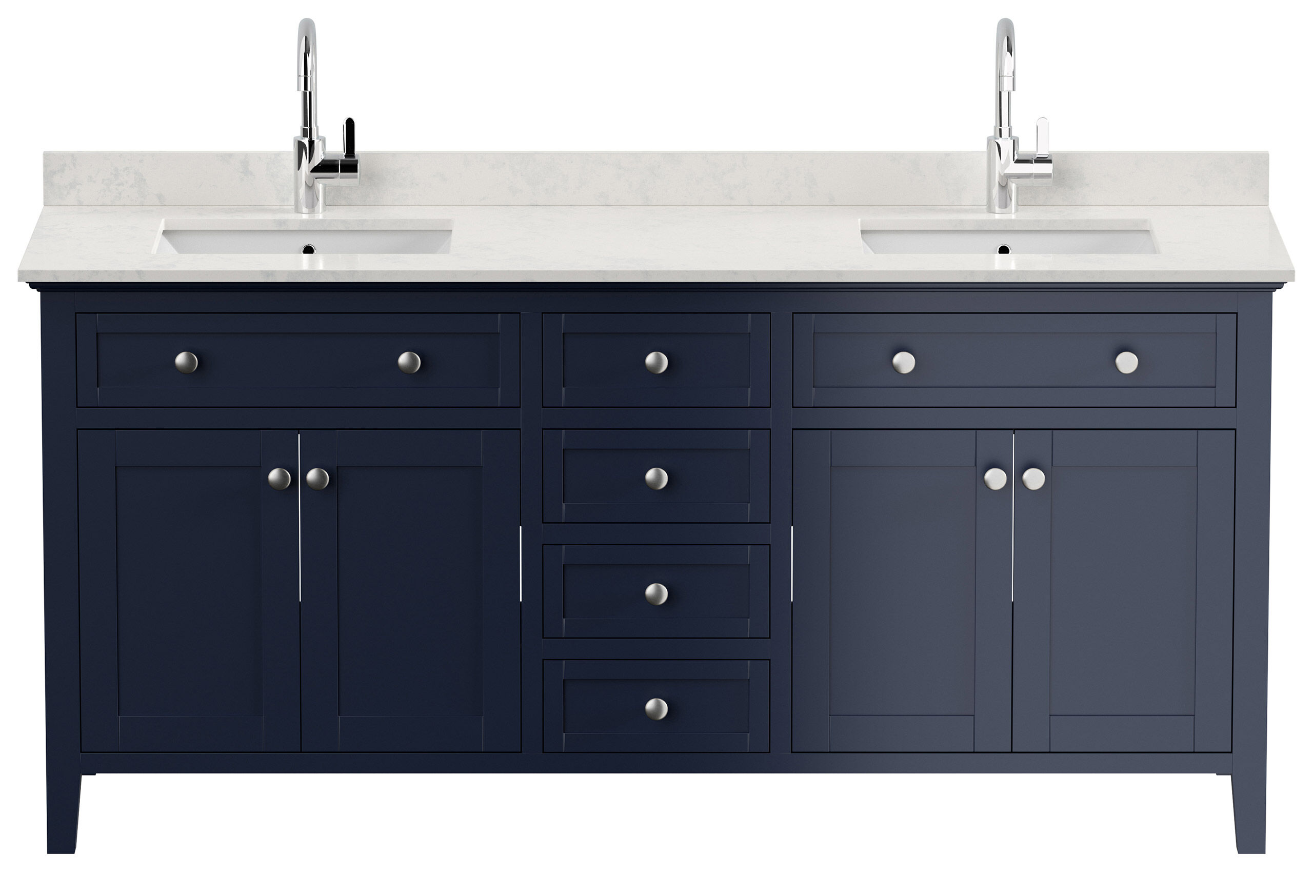 Landhaus Badmöbel-Set 2tlg Postigo 180 Quarz Carrara montiert blau lackiert 