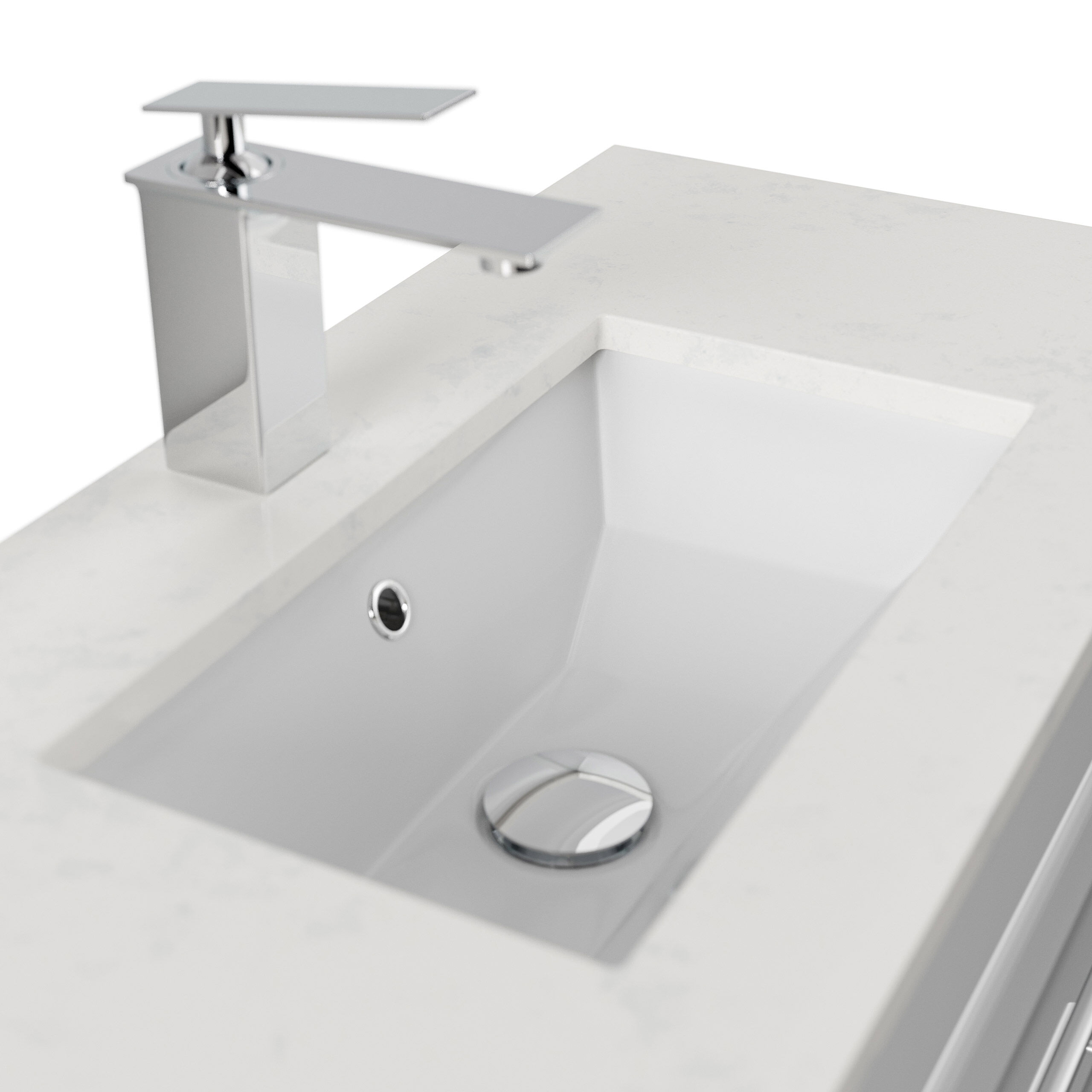 Badmöbel Eton 800 Quarz Carrara SoftClose weiss hochglanz