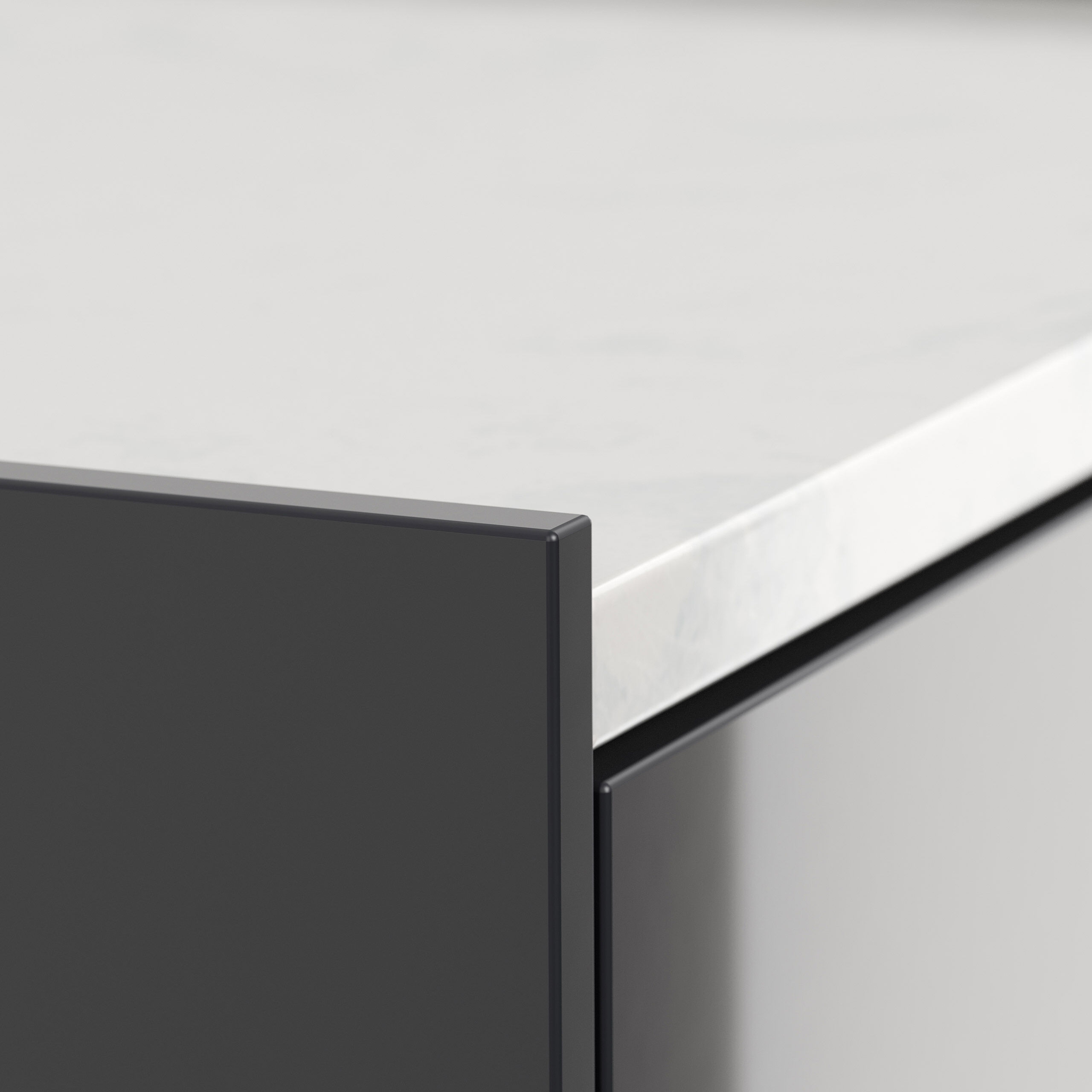 Design Nachttisch Kommode Artem 60cm, Quarztop, 2 Softeinzüge lackiert Weiß Hgl