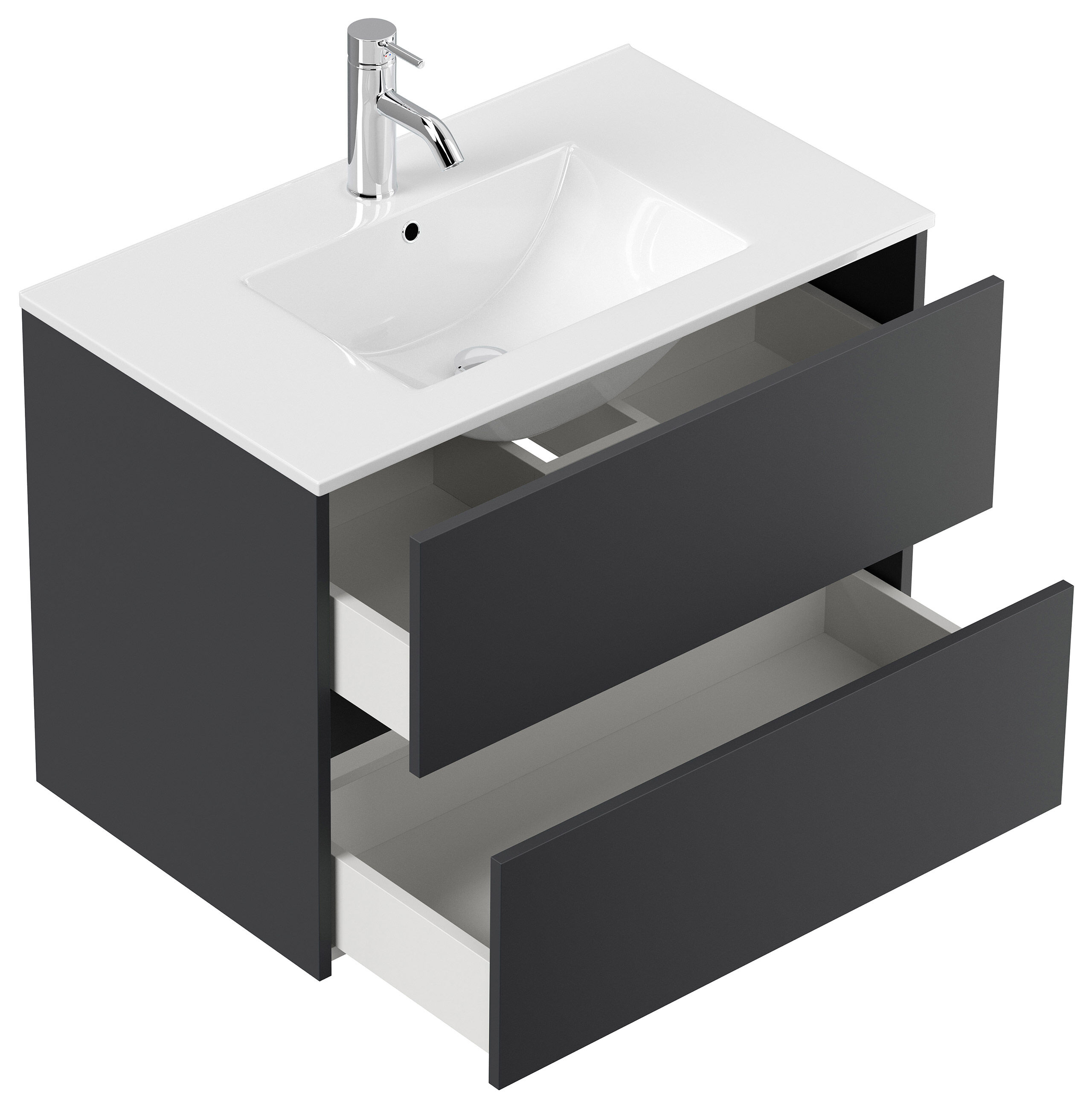Badmöbelset Taifun 80cm 2tlg mit Spiegelschrank grafit