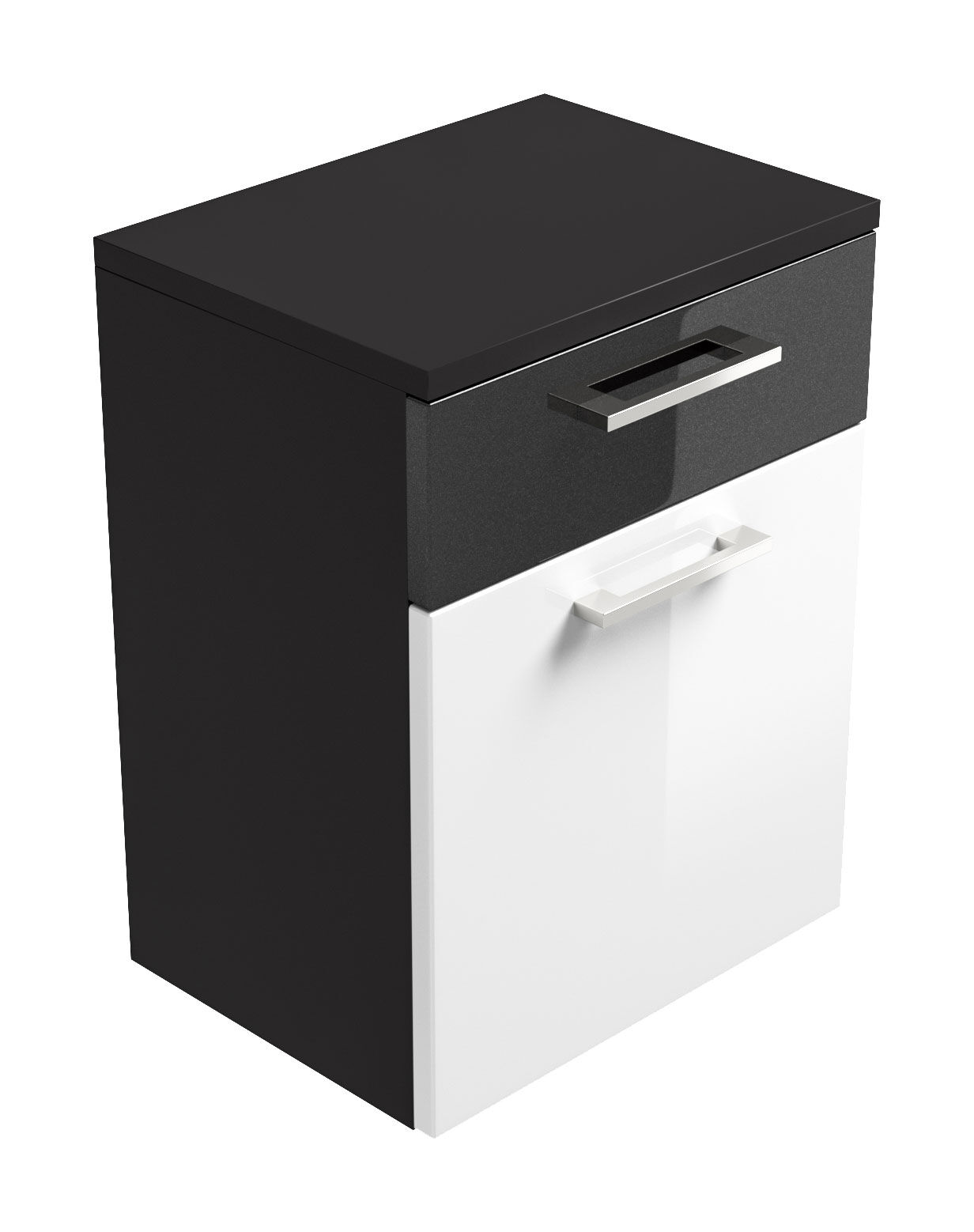 Seitenschrank Rima 40 cm Weiss hochglanz/Grafit hochglanz