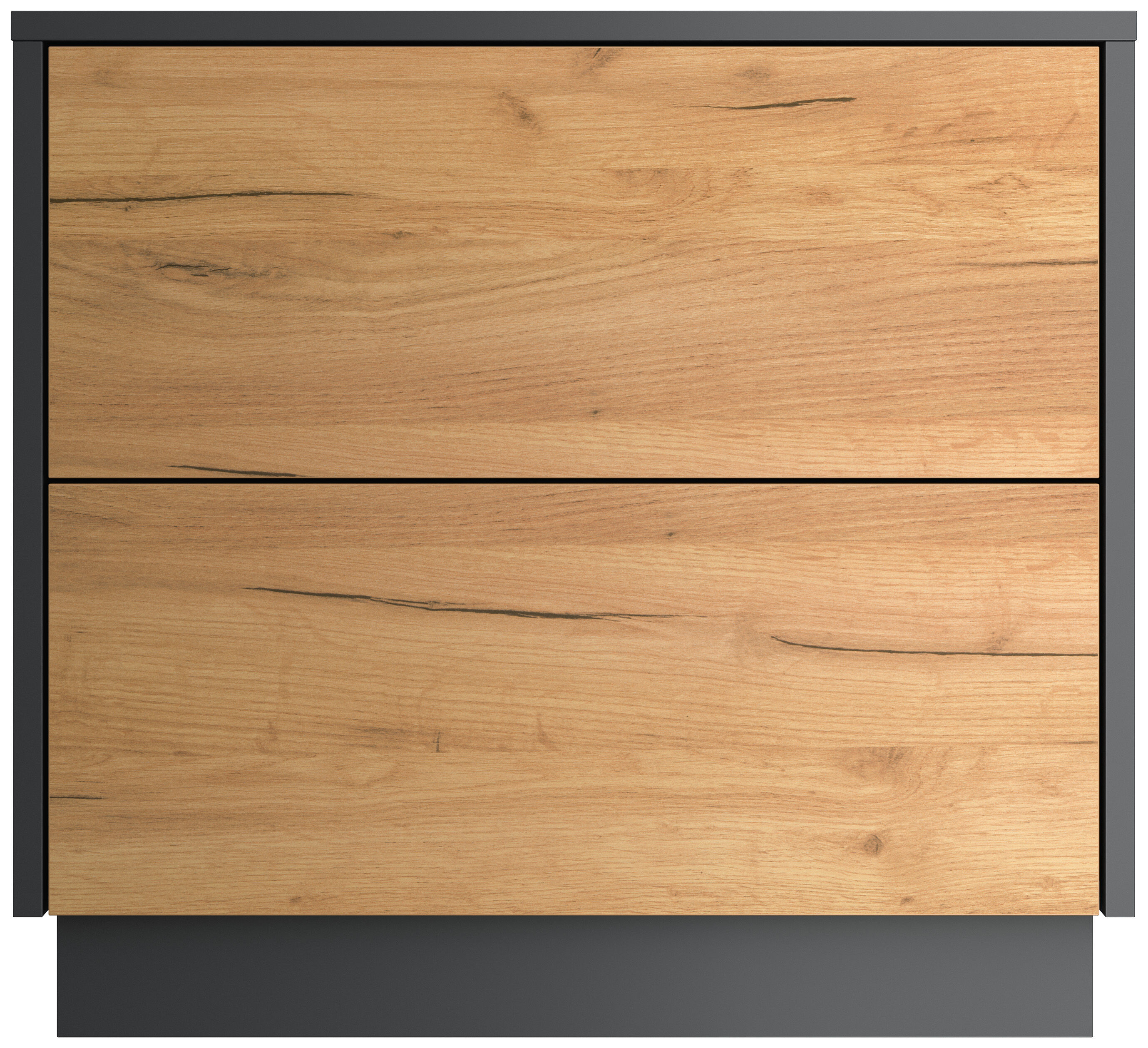 Design Nachttisch Concepto L 60cm stehend, 2 Pushauszüge Weiß Hgl Eiche