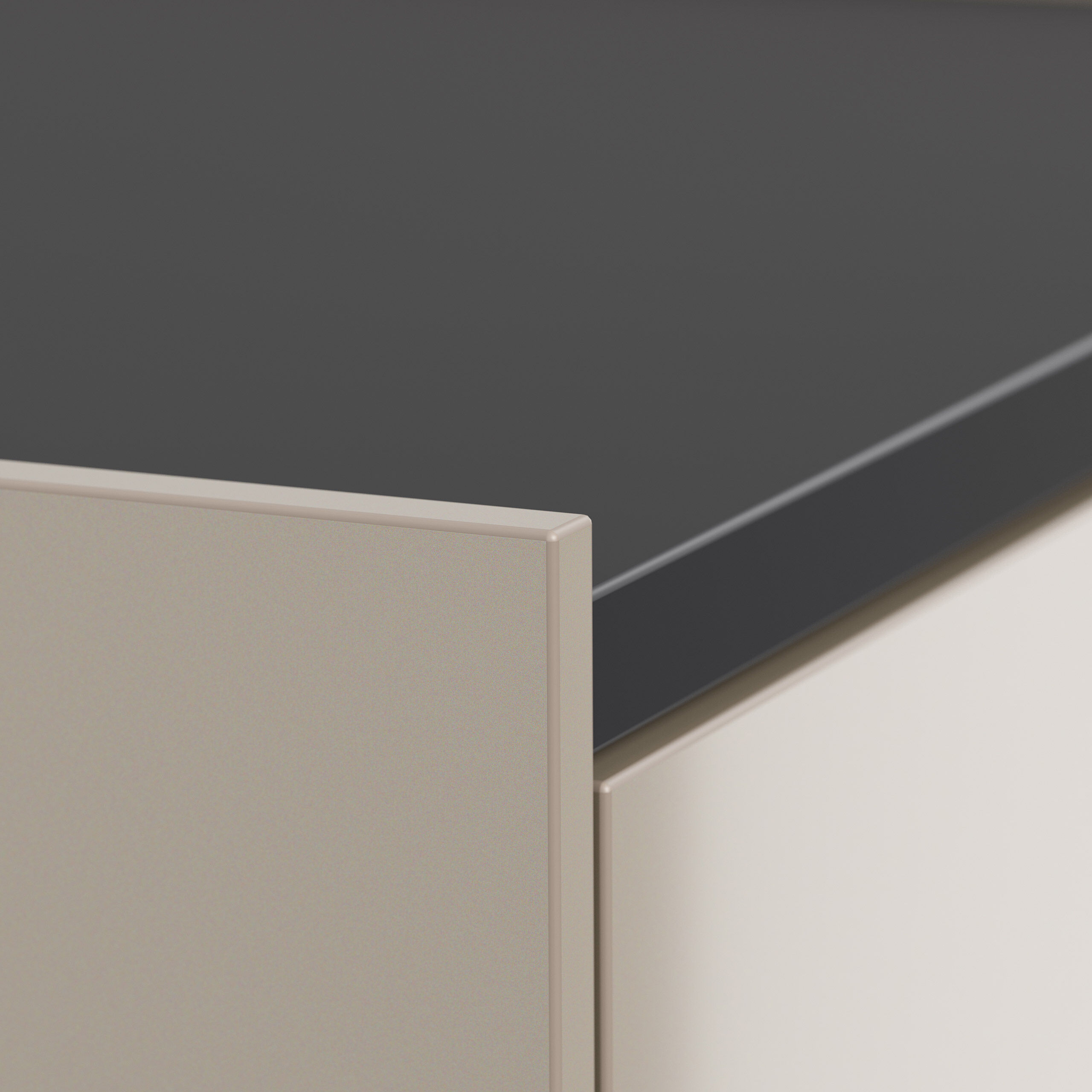 Nachttisch Kommode Lux M 50cm, 3 Pushauszüge lackiert Grafit für Boxspringbett