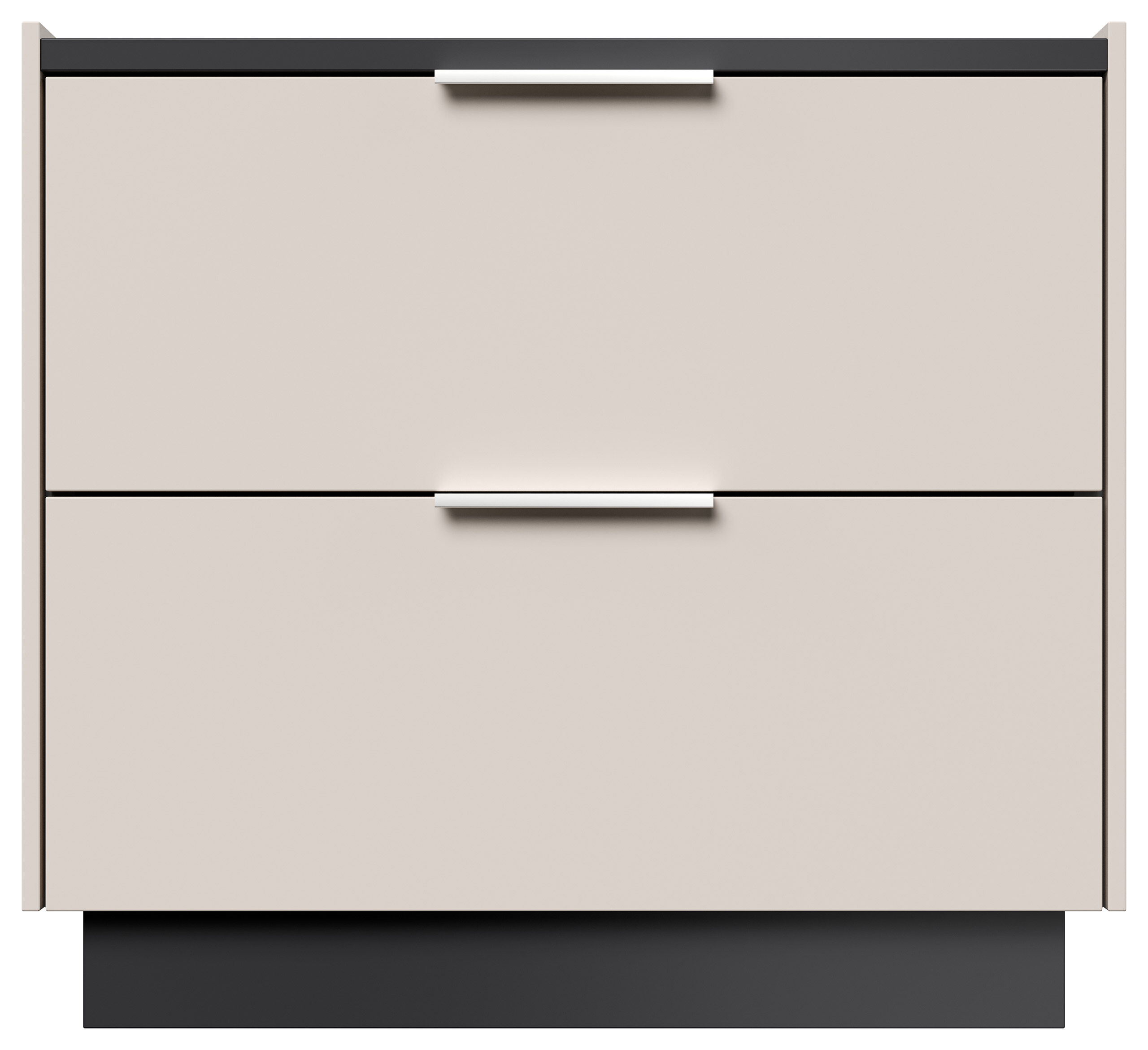 Design Nachttisch Kommode Artem 60cm, 2 Softeinzüge lackiert Weiß Hgl