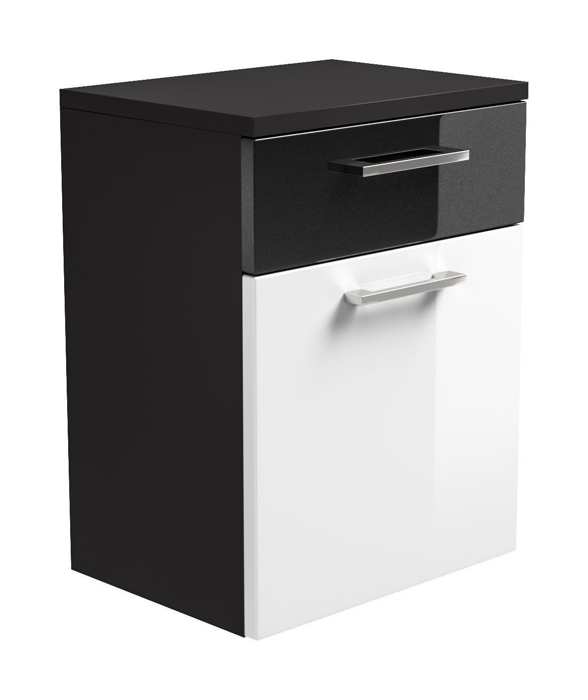 Seitenschrank Rima 40 cm Weiss hochglanz/Grafit hochglanz