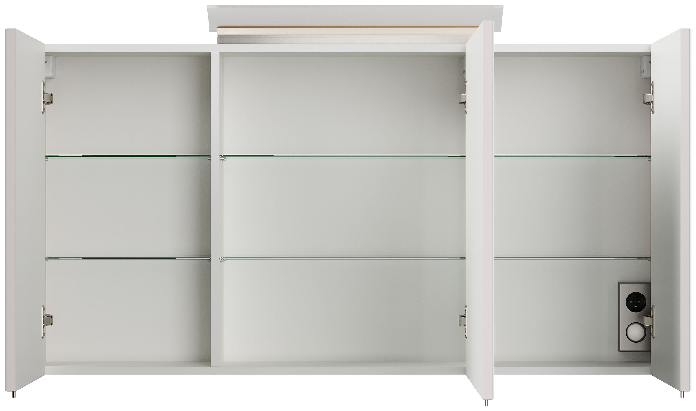 Spiegelschrank 120cm inkl. Design LED-Lampe und Glasböden eiche gold