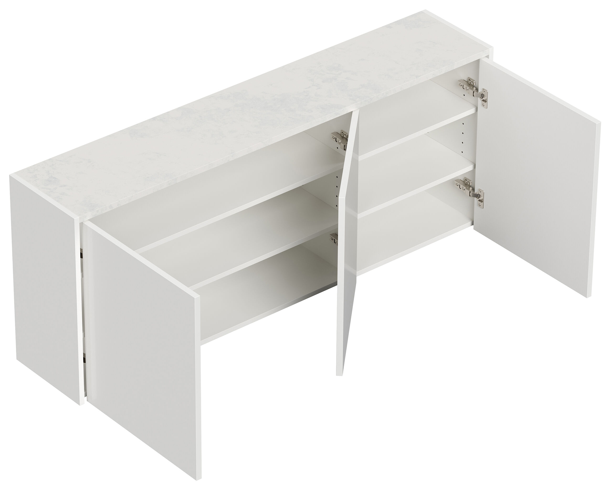 Raumwunder Sideboard Kommode Cronos XL Quarztop Softclose flexible Böden weiß 