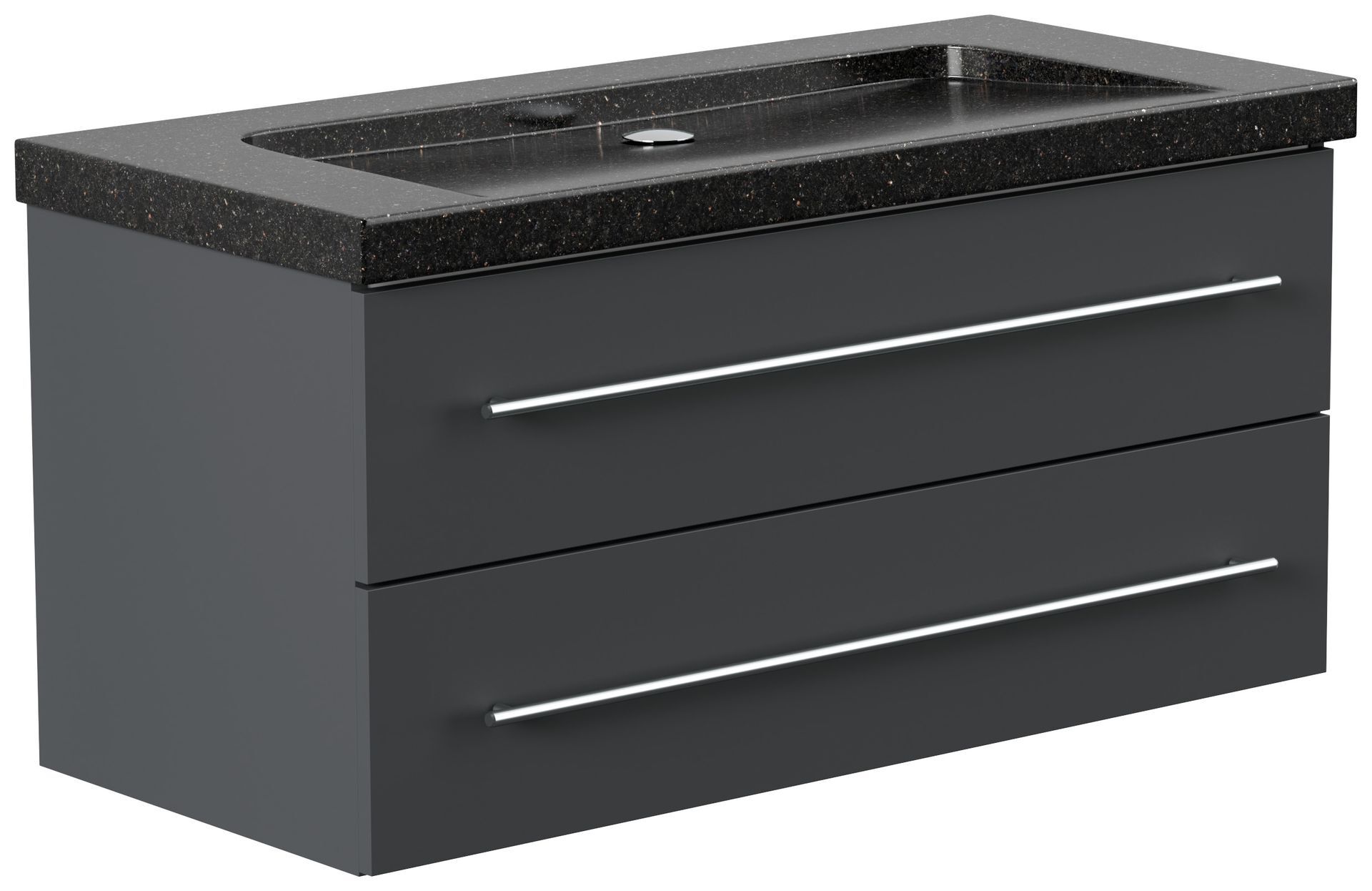 Badmöbel Granit Galaxy Black Damo 100 cm ohne Hahnloch SoftClose grafit