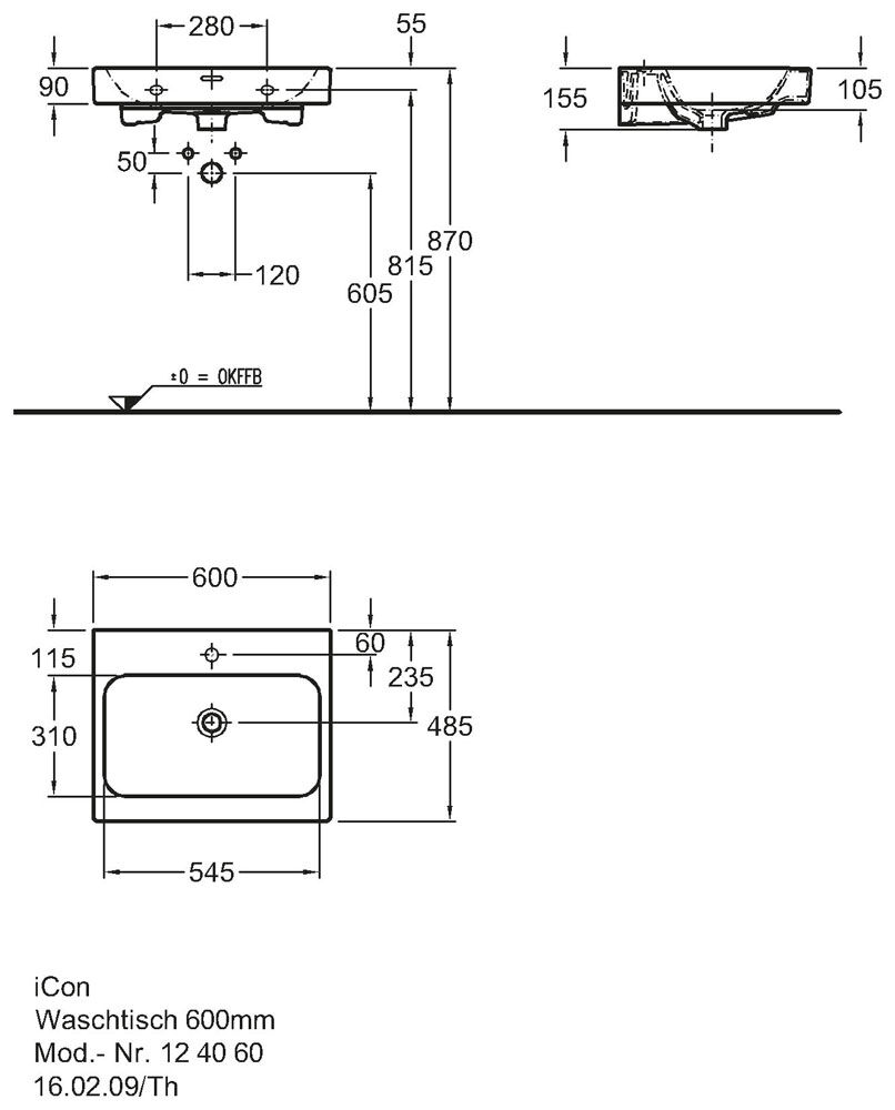 Badmöbel mit Geberit Icon Waschbecken Icon 60 cm anthrazit