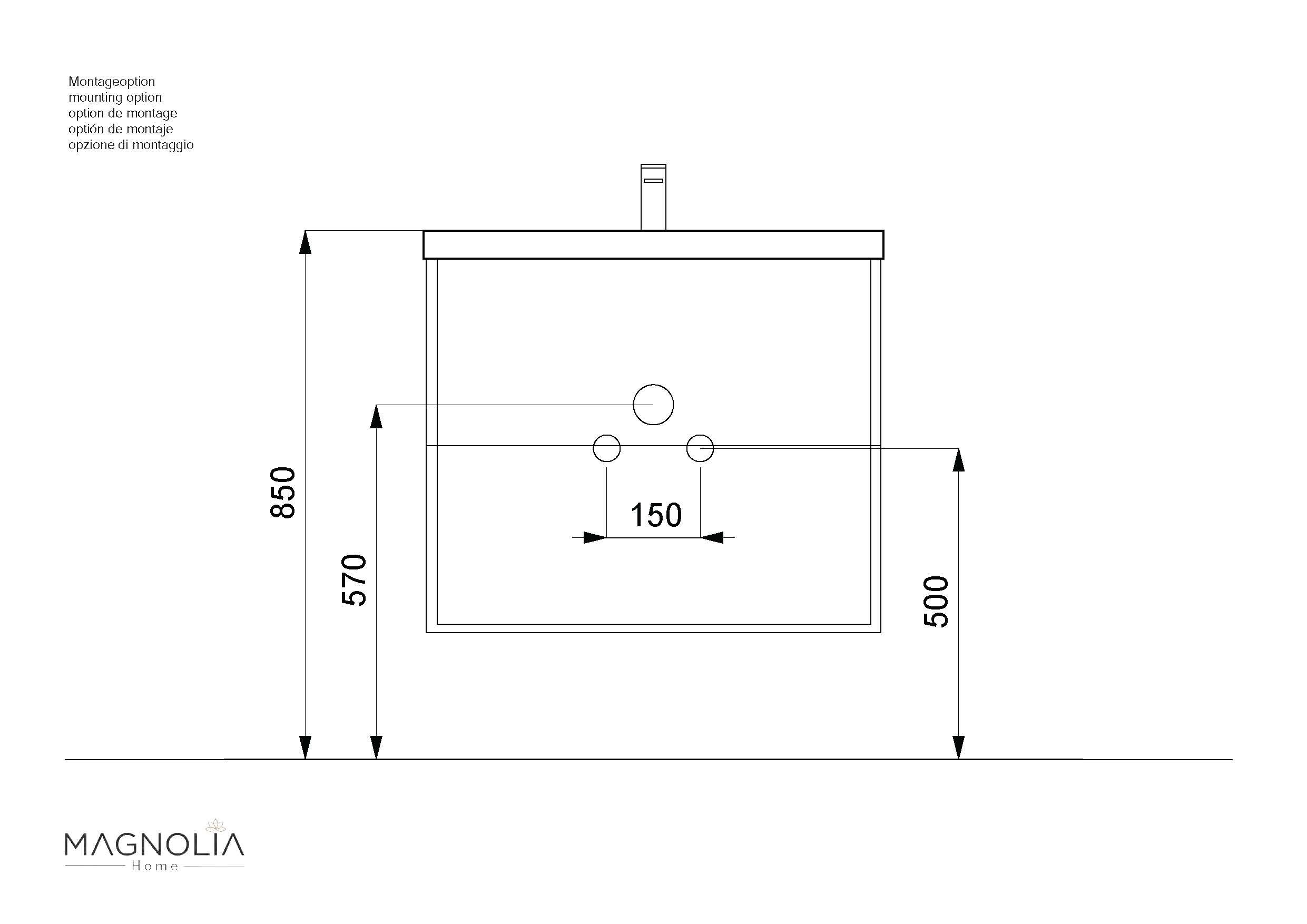 Badmöbel Mona 60x36cm mit 2 SoftClose Schubladen weiss hochglanz