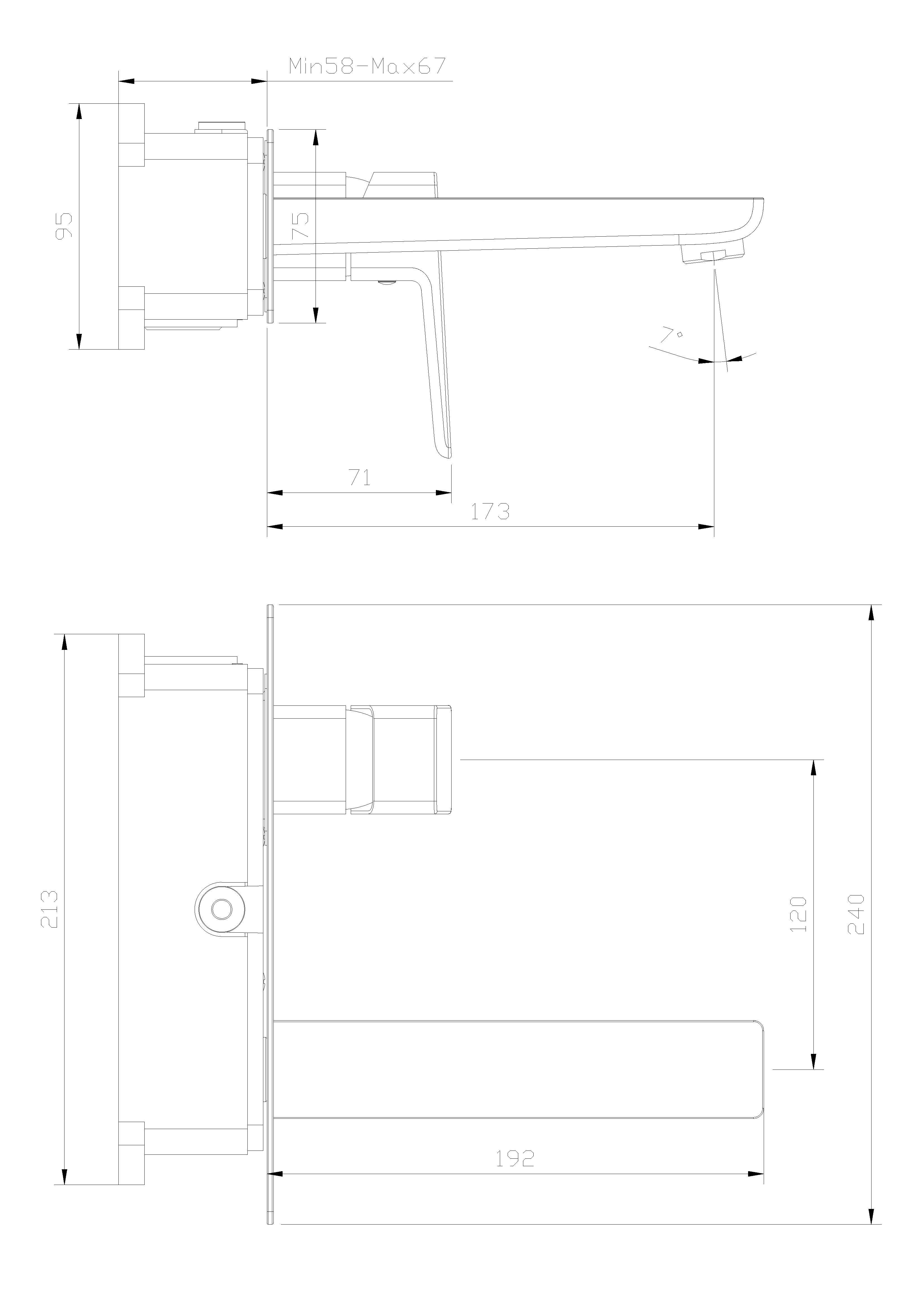 Wand-Waschtischarmatur Nura Schwarz matt Unterputz