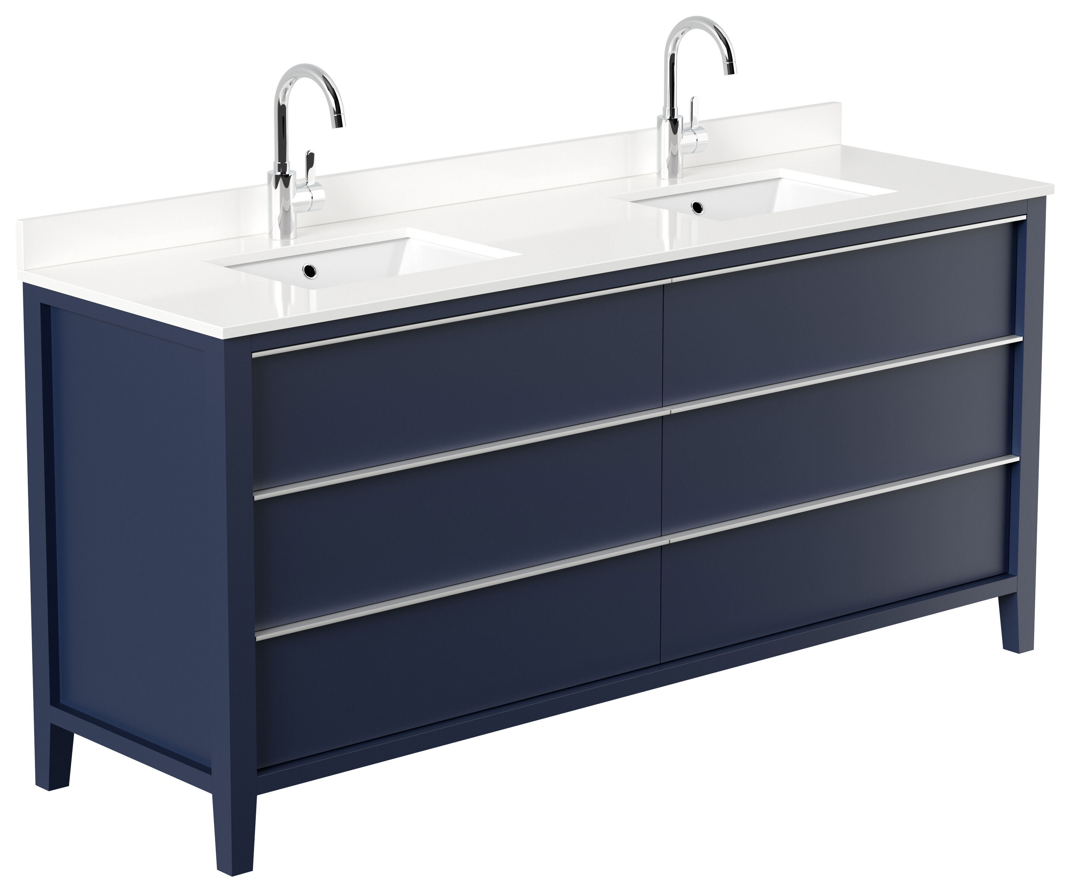 Landhaus Badmöbel-Set 2tlg Alfios 180 Quarz weiß montiert blau lackiert