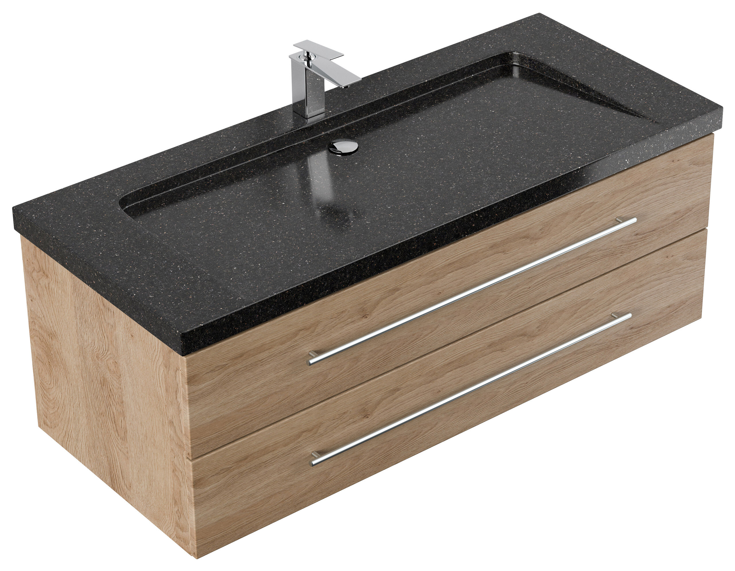 Badmöbel Granit G654 Damo 130 cm 1 Hahnloch SoftClose eiche hell