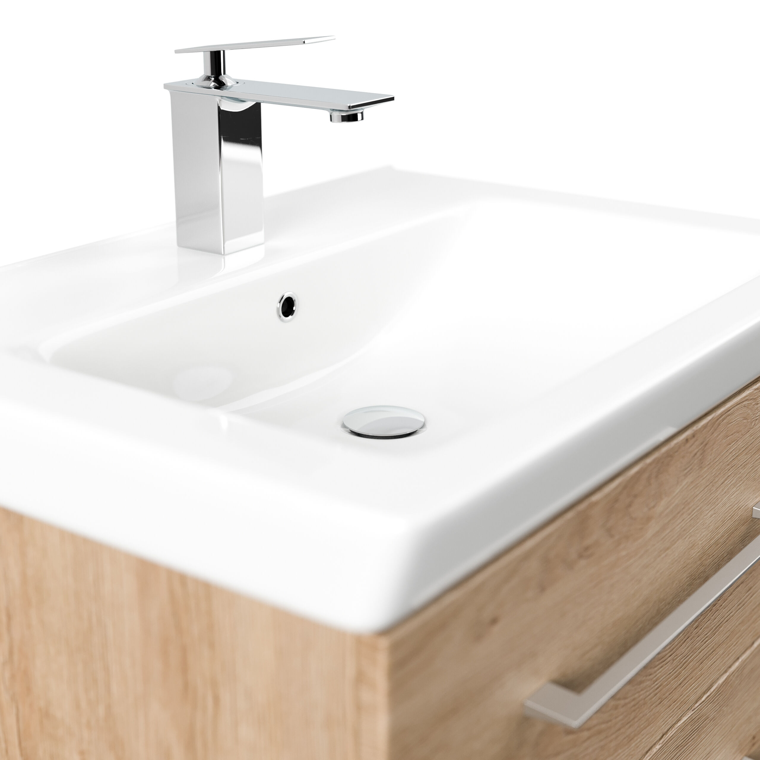 Badmöbel City  65cm mit V&B Subway 2.0 Waschbecken SoftClose eiche hell