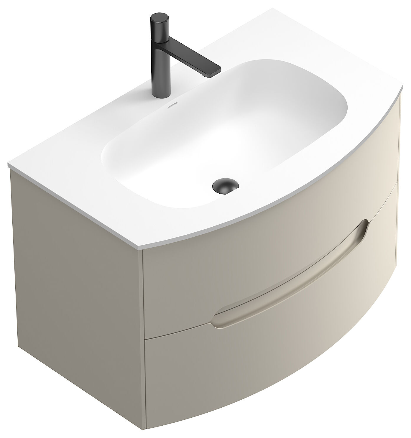 Badmöbel Set Riva 3tlg. 80 cm mit Spiegelschrank montiert kaschmir matt