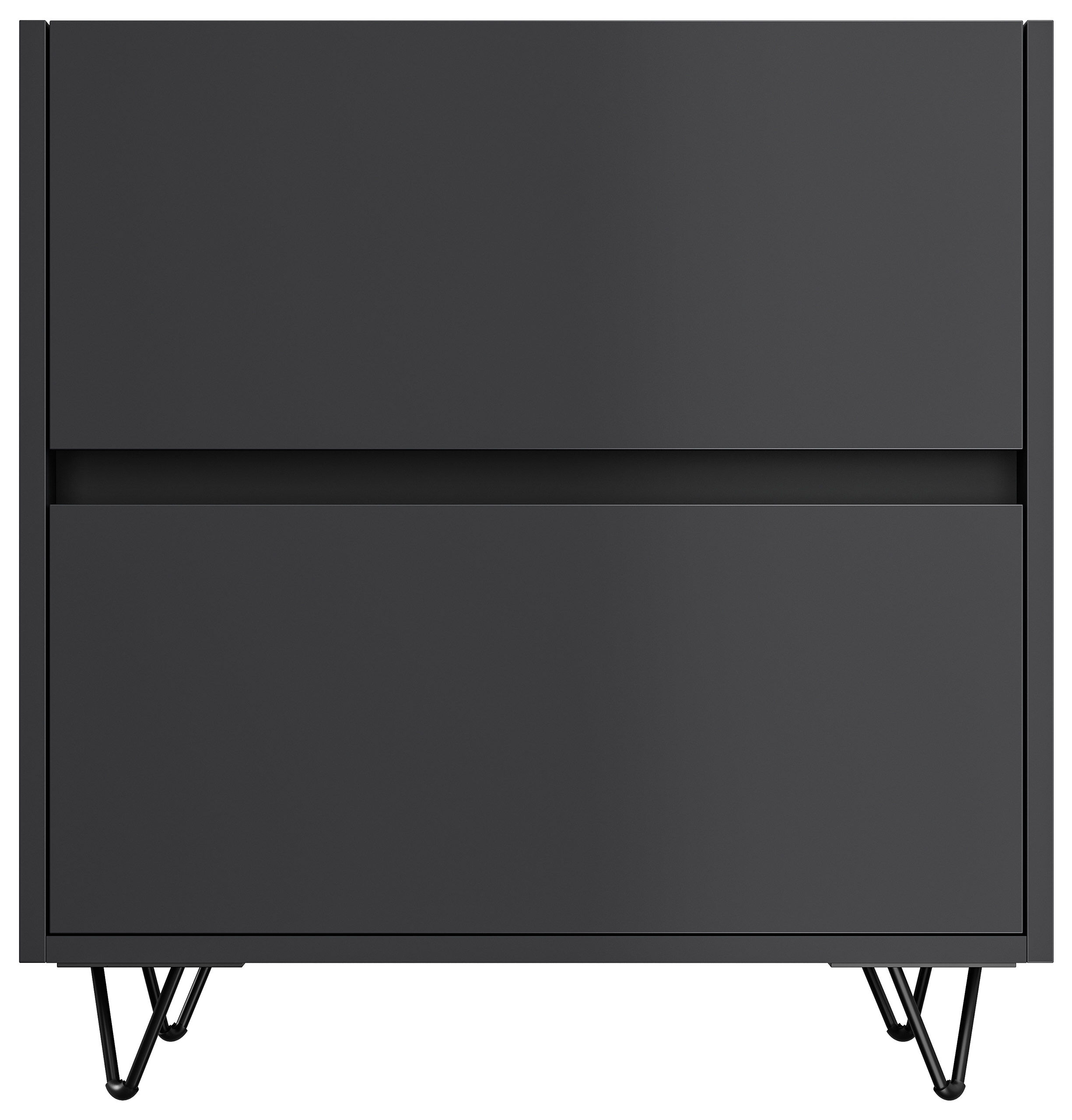 Nachttisch Yako 60cm 2 SoftClose stehend Weiß & Eiche Top