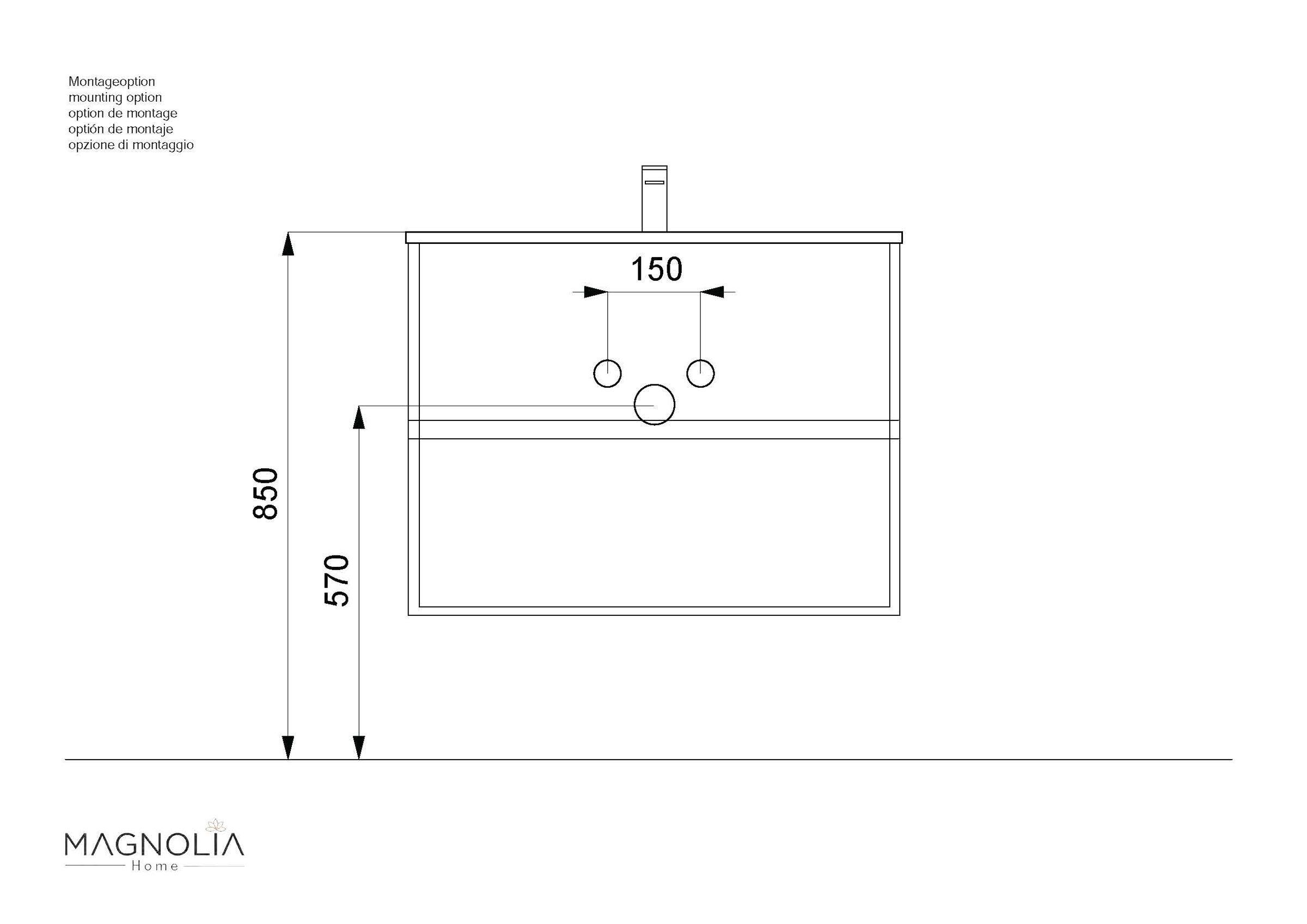 Badmöbelset Taifun 80cm 2 tlg. Waschtisch & LED Spiegel eiche gold