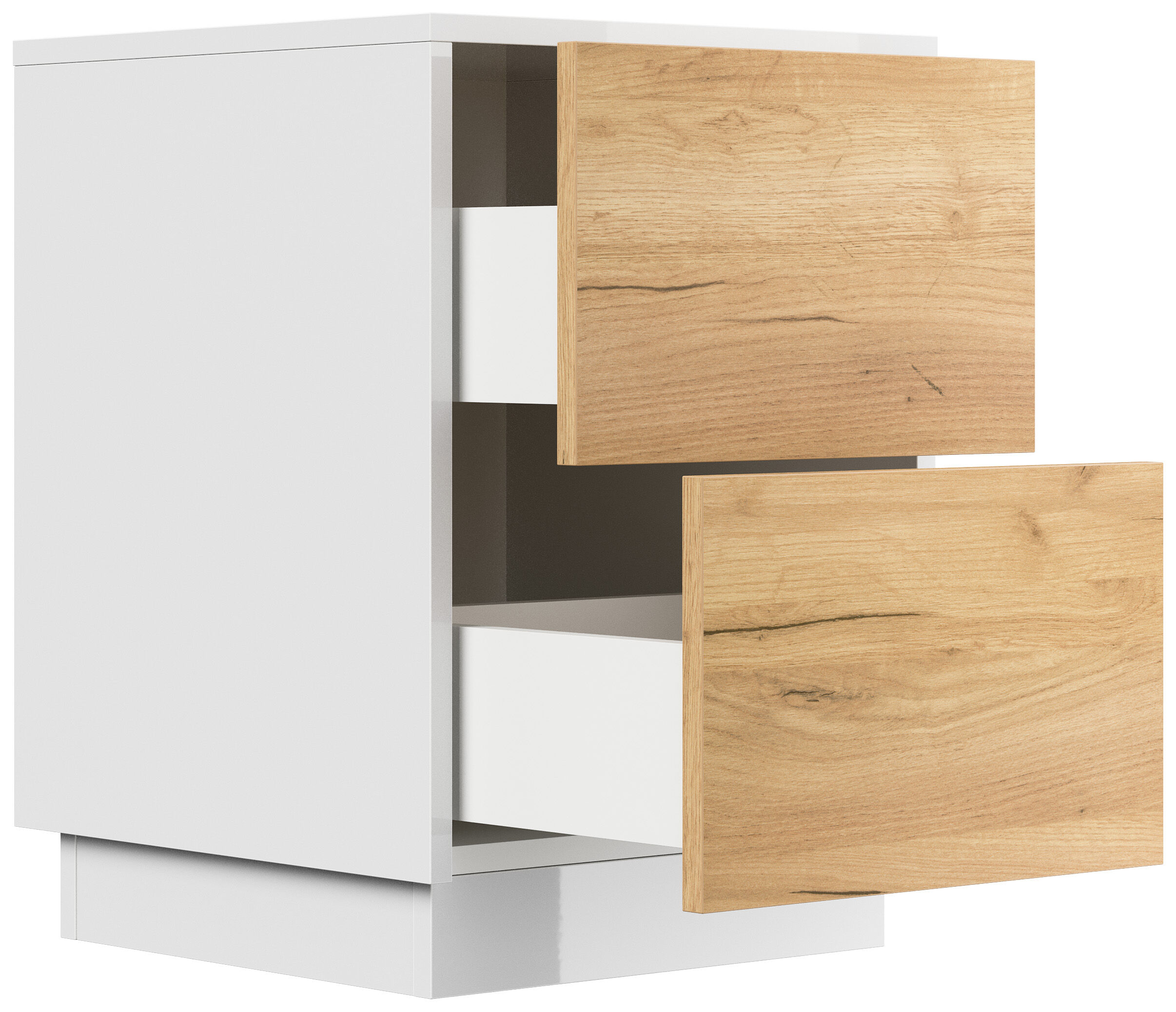 Design Nachttisch Concepto S 40cm stehend, 2 Pushauszüge Grafit Eiche