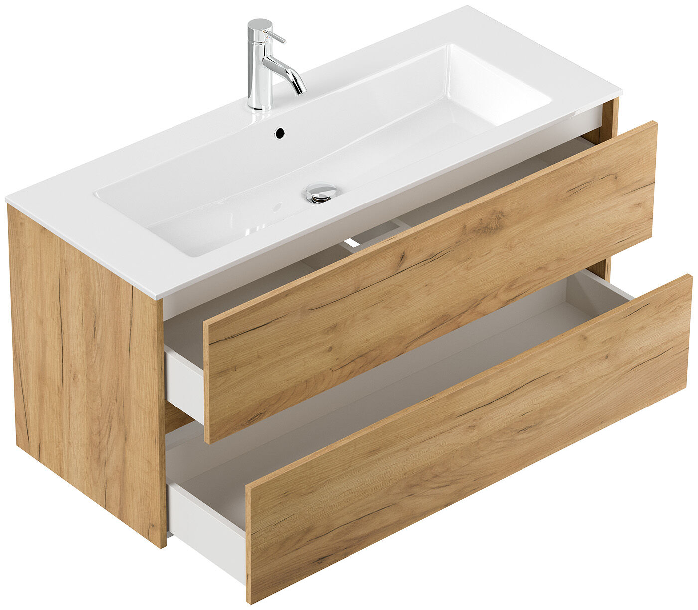 Badmöbel Taifun mit Waschtisch 120 cm 2 Greifraum SoftClose Auszüge eiche gold