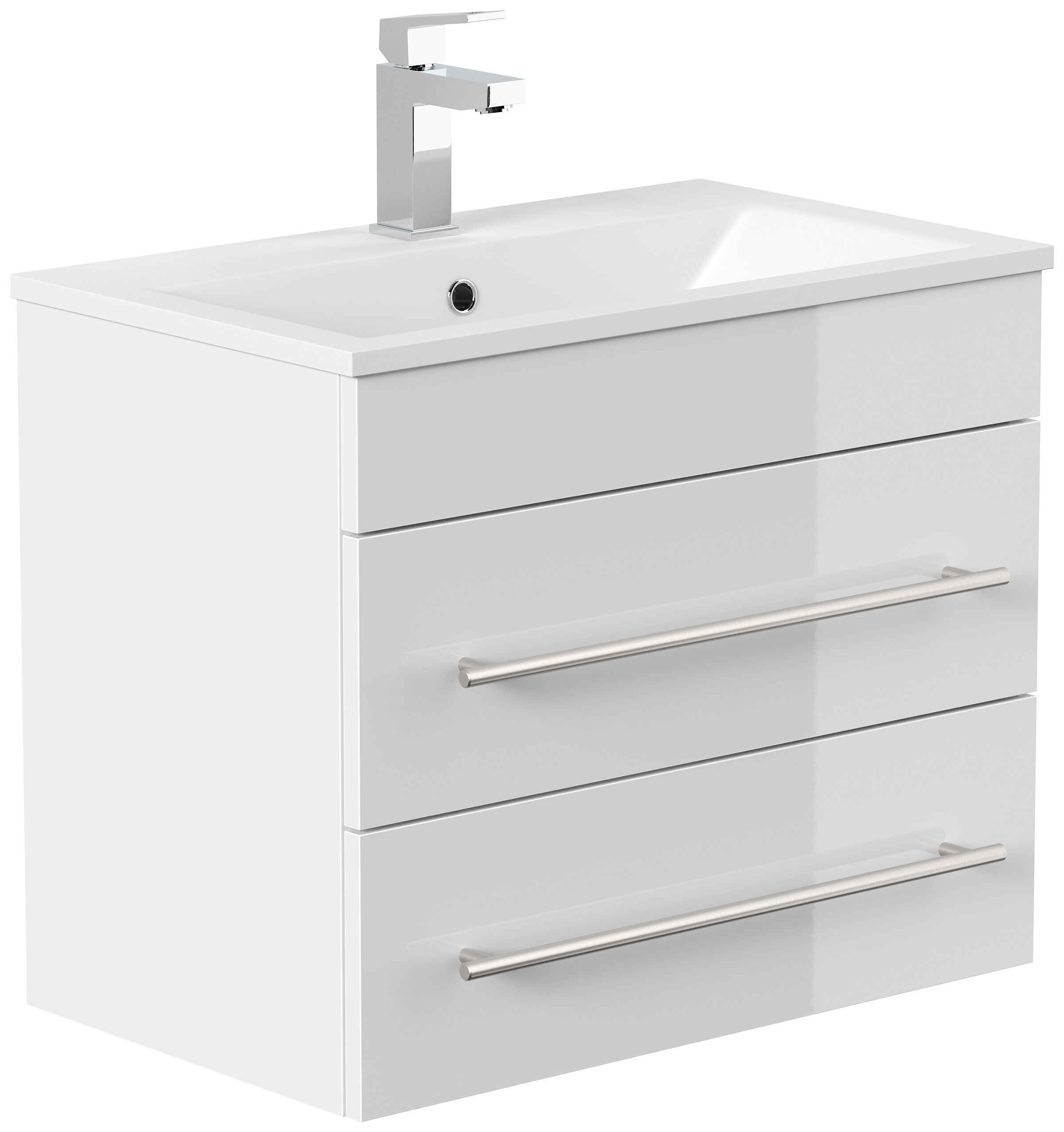Badmöbel Mona 60x36cm mit 2 SoftClose Schubladen weiss hochglanz