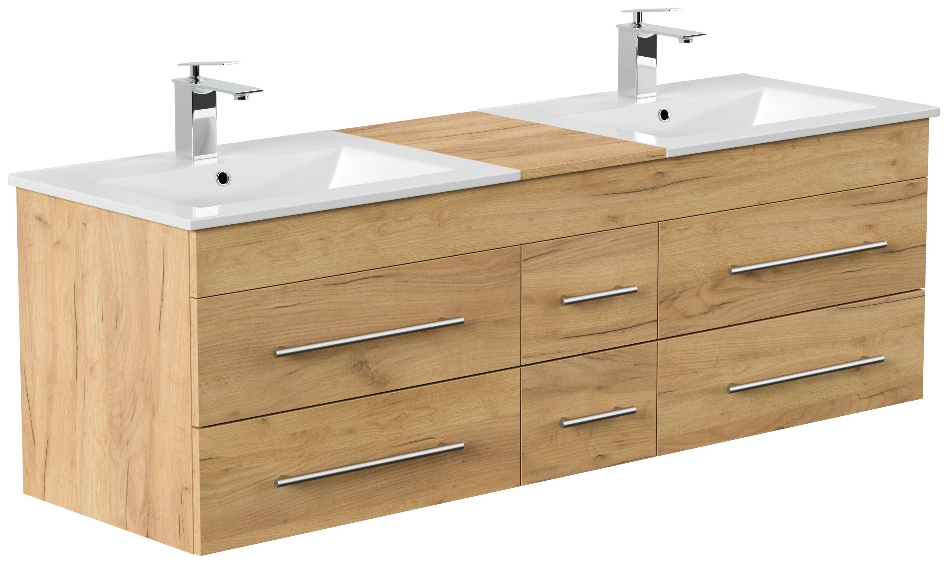 Badmöbelset Roma XL 4-teilig Spiegelschrank 2x Hochschrank eiche gold