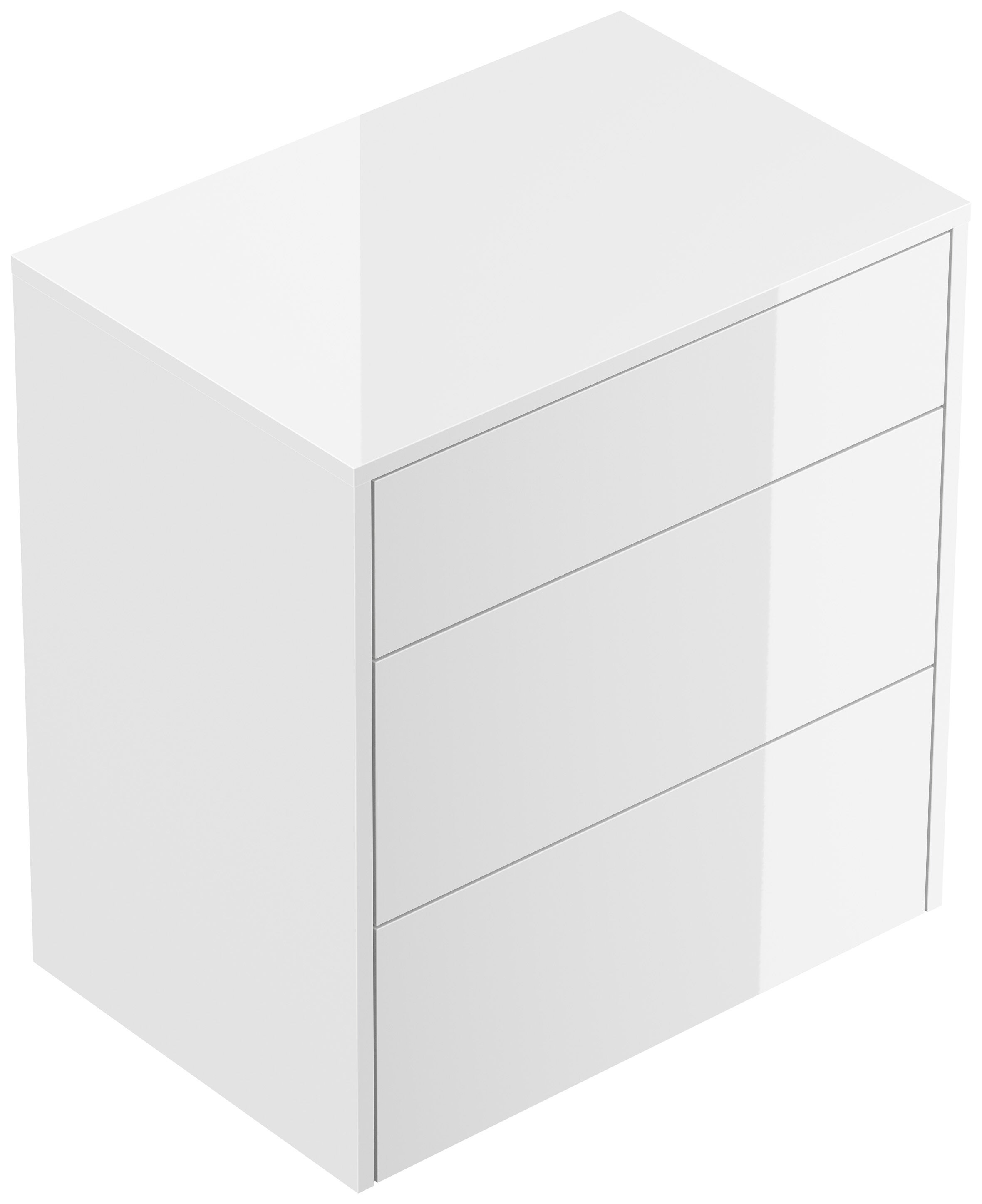 Design Nachttisch Lux L 60cm hängend, 3 Pushauszüge Weiß Hgl