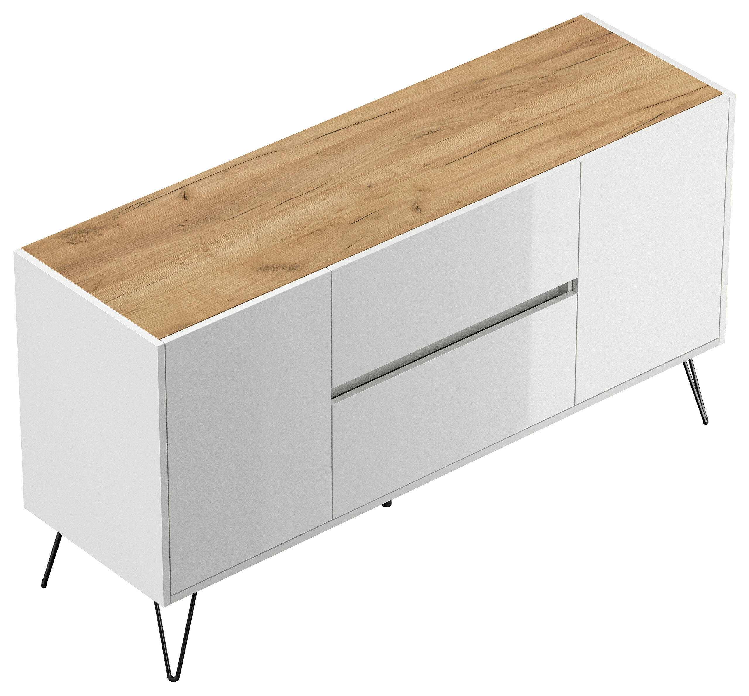 Raumwunder Sideboard Maya 140cm 2 Greif-SoftClose 2 Türen Grafit/Eiche Front