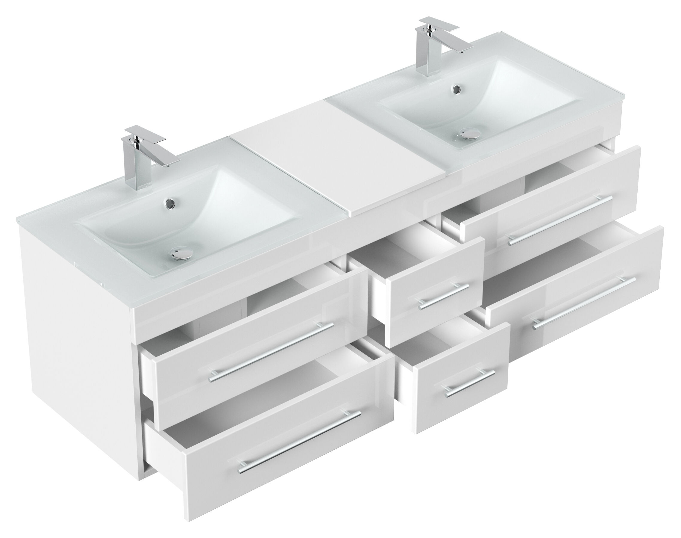 Badmöbel Vitro XL mit Doppel-Glasbecken SoftClose beton