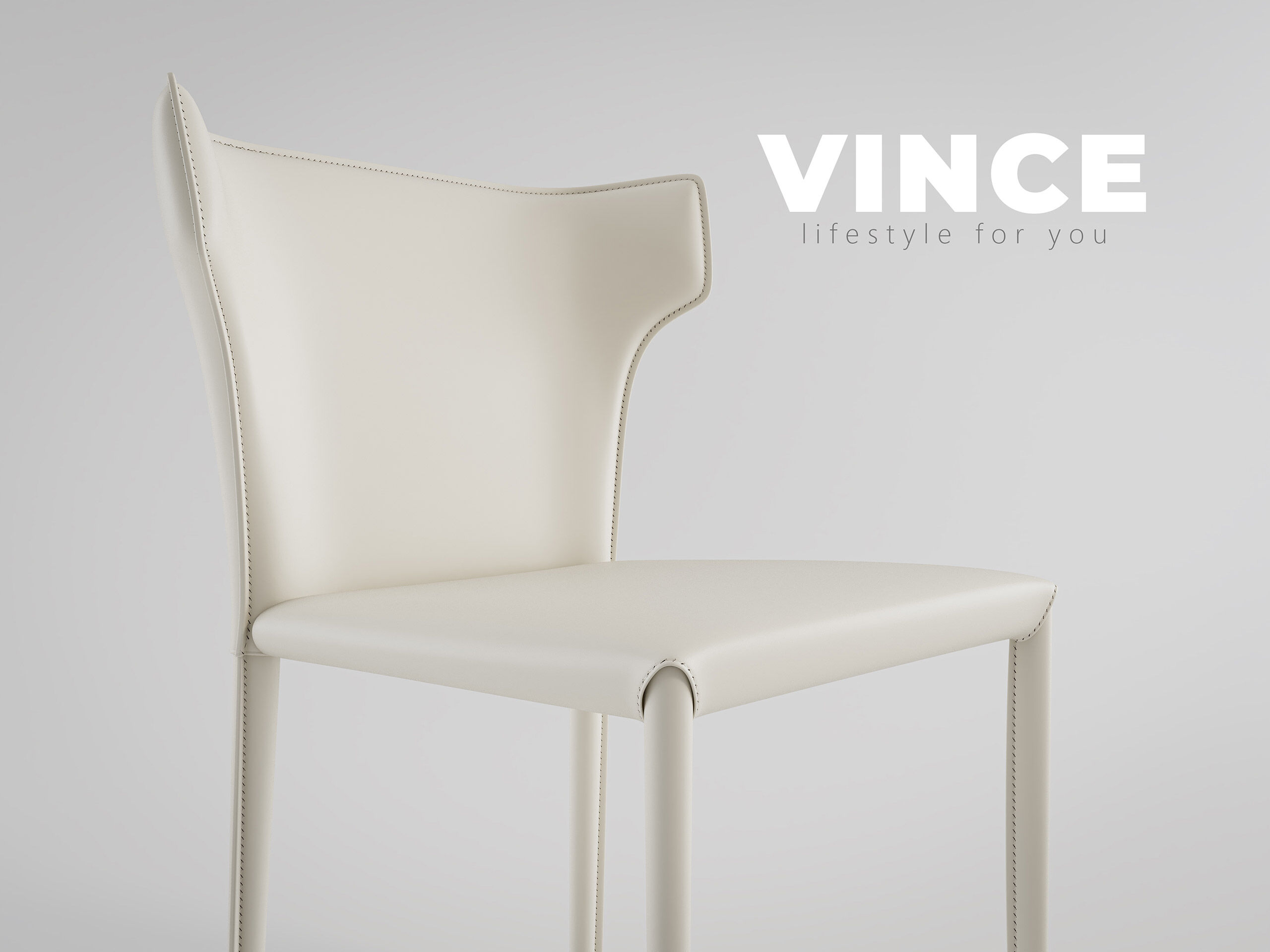 2er Set Esszimmerstuhl Design Küchenstuhl Vince Kunstleder creme Metallbeine