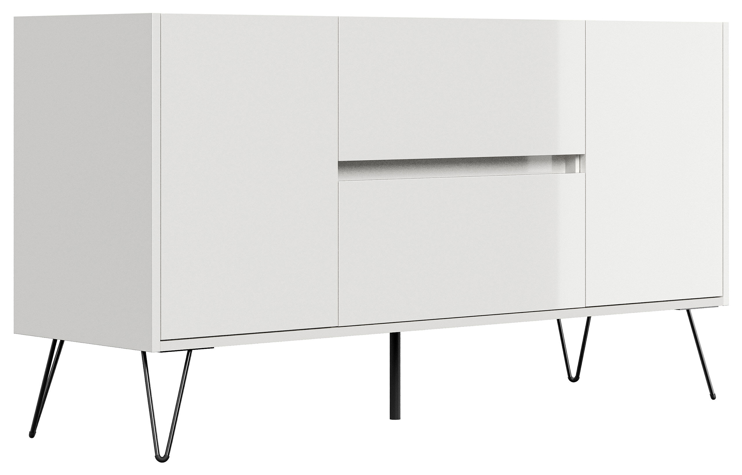 Raumwunder Sideboard Maya 140cm 2 Greif-SoftClose 2 Türen Grafit/Eiche Front