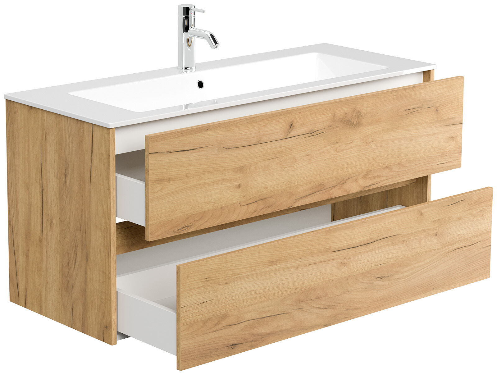 Badmöbel Taifun mit Waschtisch 120 cm 2 Greifraum SoftClose Auszüge eiche gold