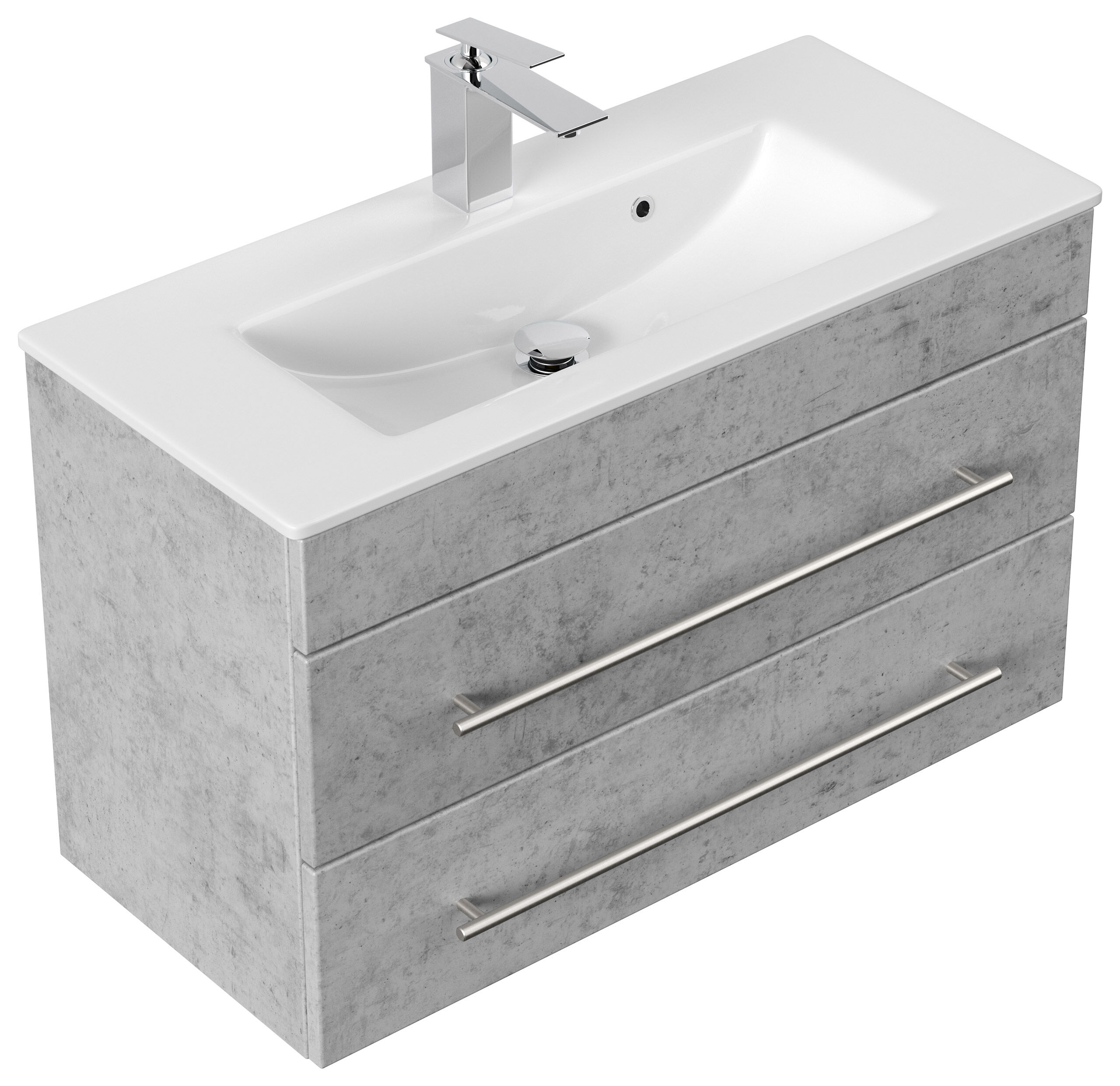 Badmöbel Mars 800 2-teilig mit LED Spiegel SlimLine SoftClose weiss hochglanz
