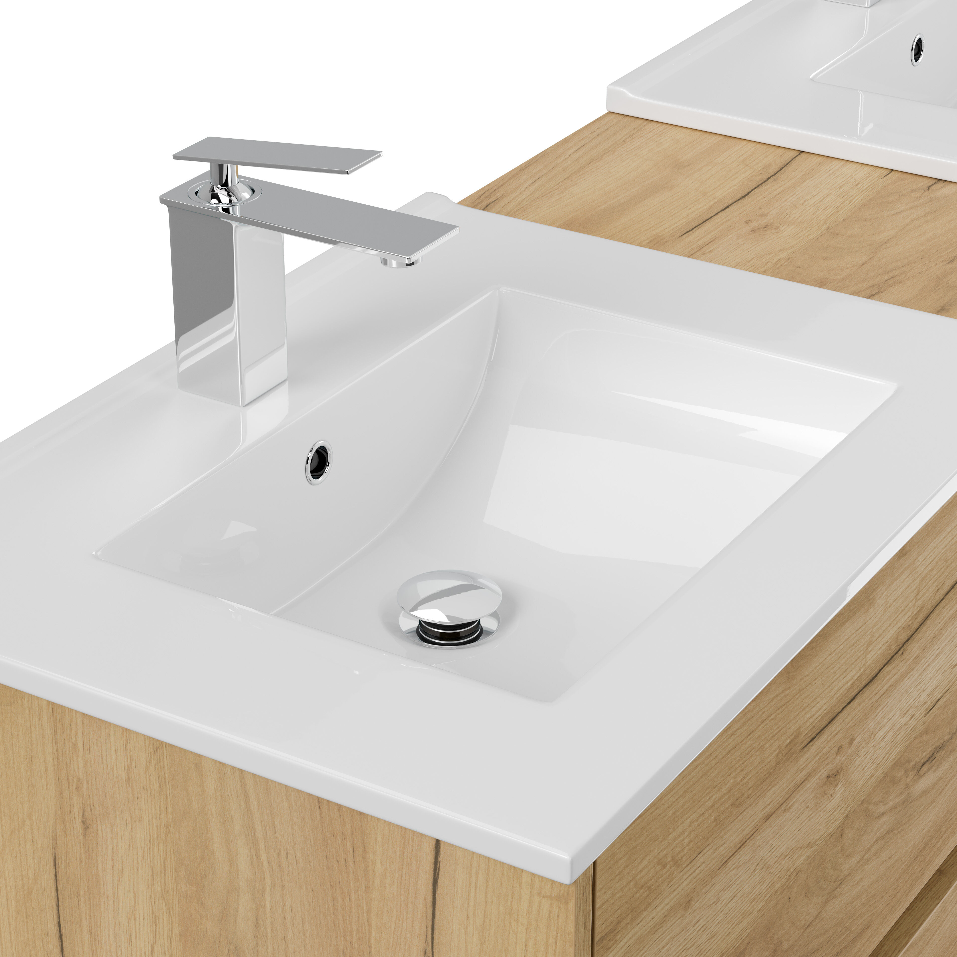Badmöbelset Taifun 150cm 3tlg mit 2x Spiegelschrank eiche gold