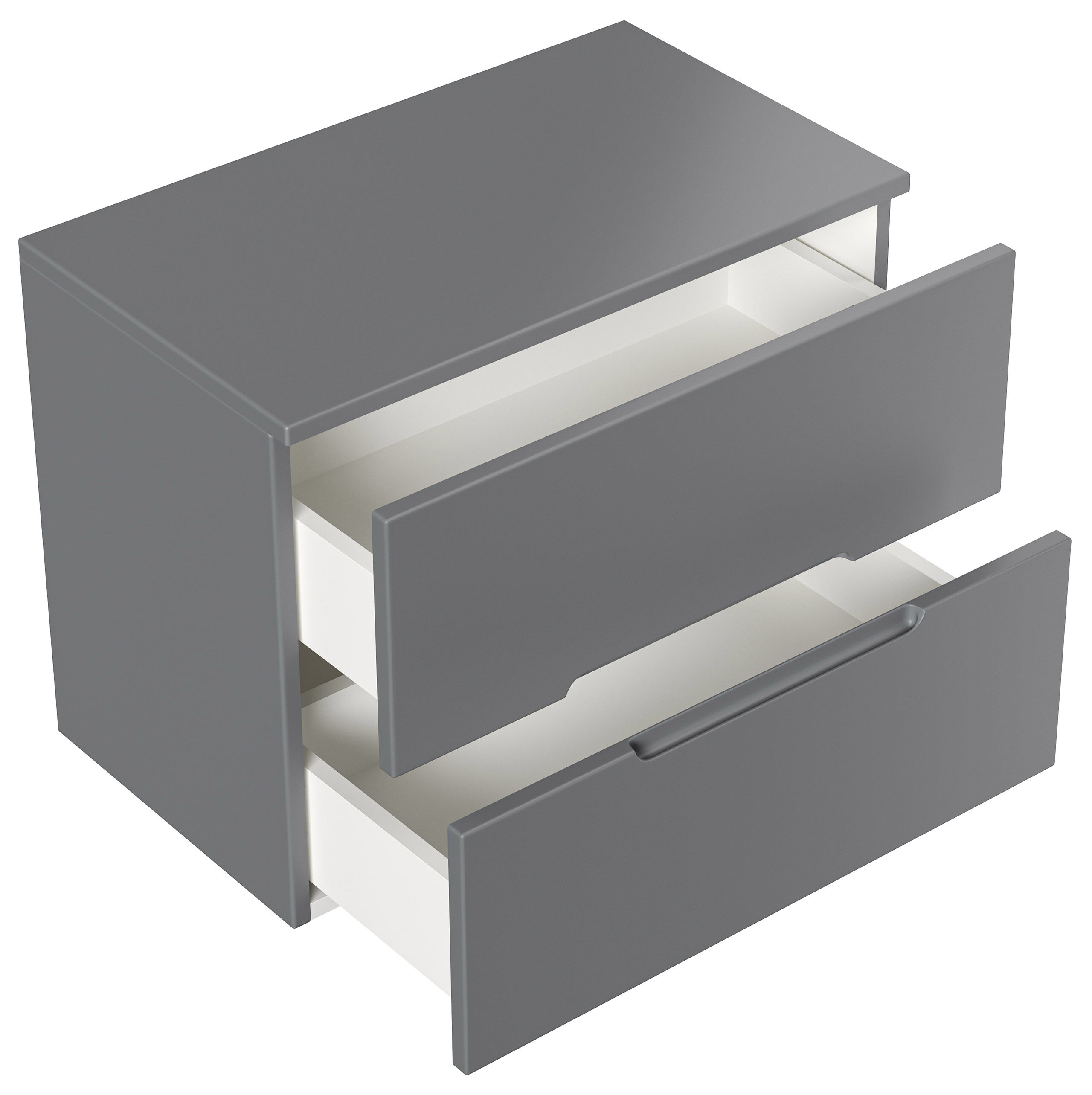 Nachttisch Talo 60cm 2 Softclose-Einzüge mit Greifraum Wandmontage grau matt
