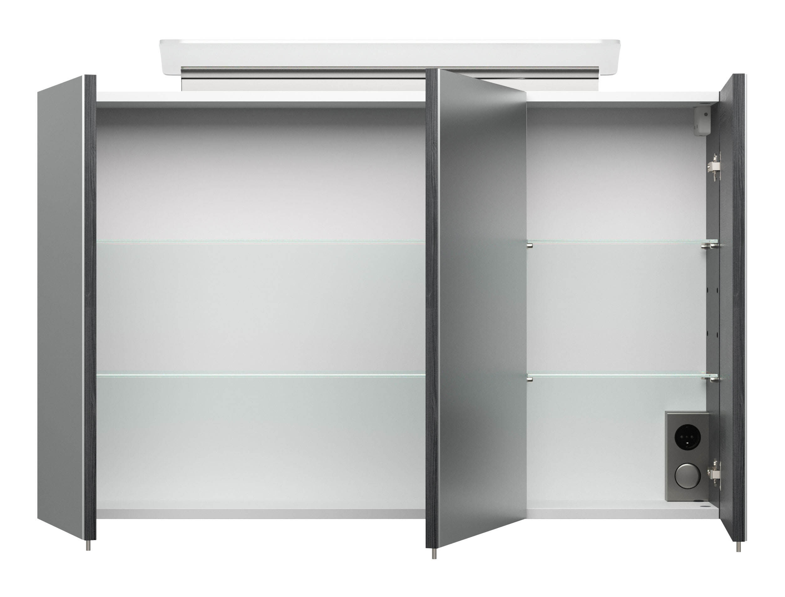 Spiegelschrank 100cm inkl. Design LED-Lampe und Glasböden eiche hell